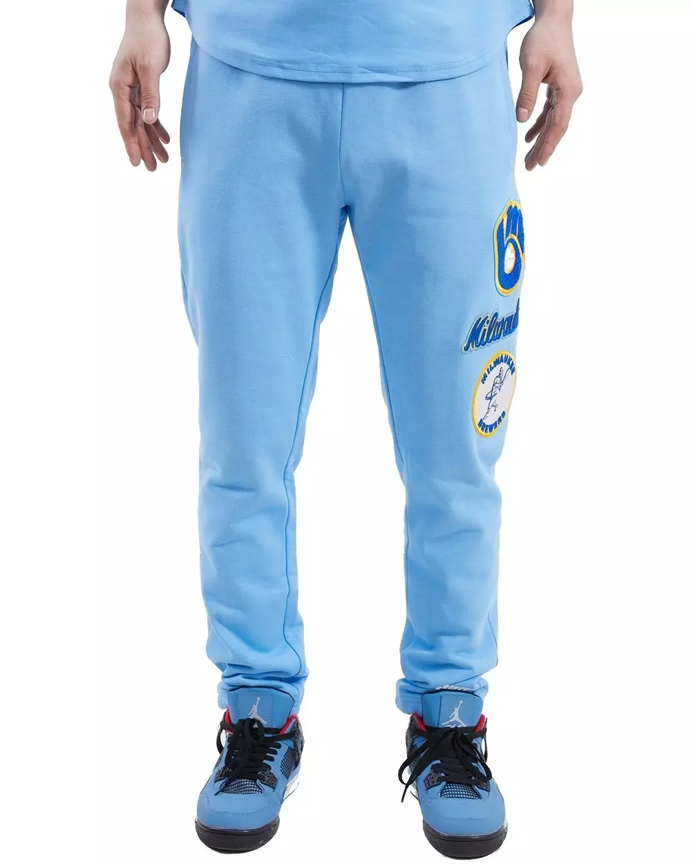 Pro Standard Men's MLB Milwaukee Brewers Retro Classic Fleece Sweatpants -Blue - BLUE