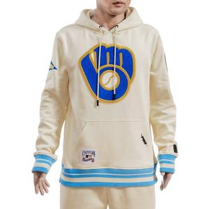 Pro Standard Men's MLB Milwaukee Brewers Retro Classic Fleece Pullover Hoodie -Eggshell/Blue
