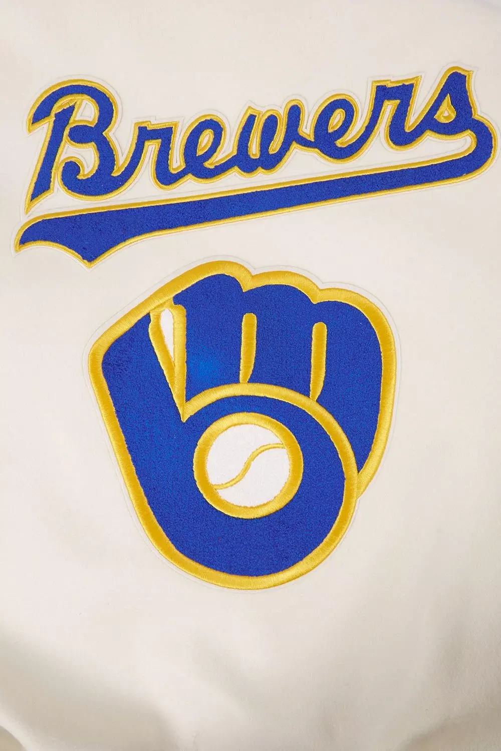 Pro Standard Men's MLB Milwaukee Brewers Retro Classic Rib Wool Varsity Jacket -Eggshell/Blue - EGGSHELL/BLUE
