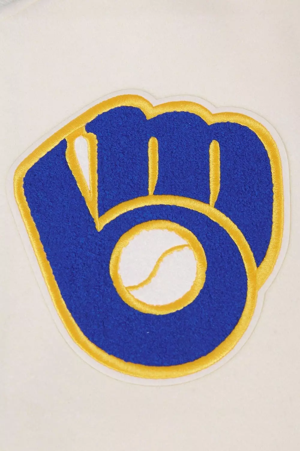 Pro Standard Men's MLB Milwaukee Brewers Retro Classic Rib Wool Varsity Jacket -Eggshell/Blue - EGGSHELL/BLUE