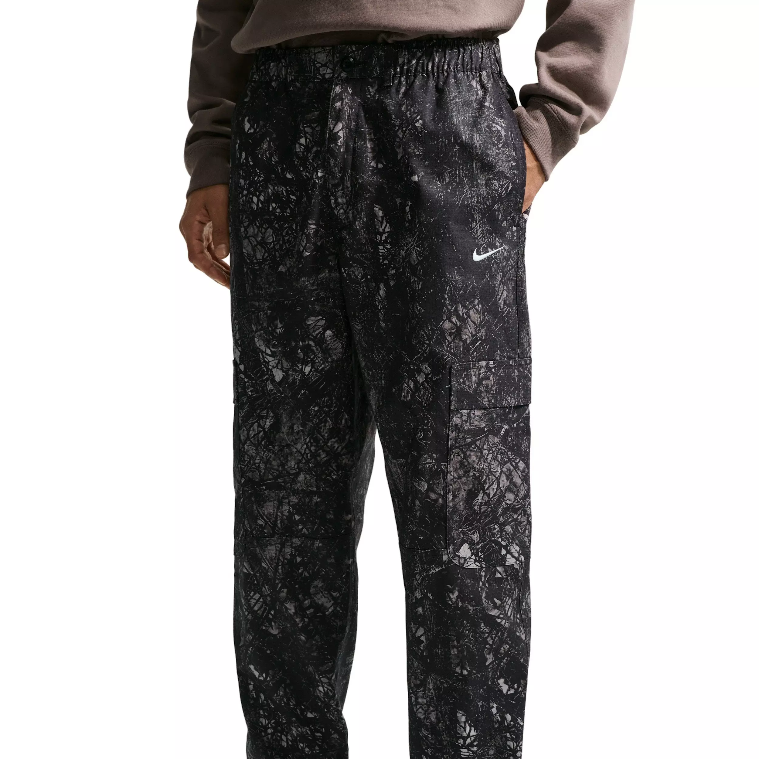 Nike Men's Club Woven Cargo Pants - Black Camo - BLACK CAMO