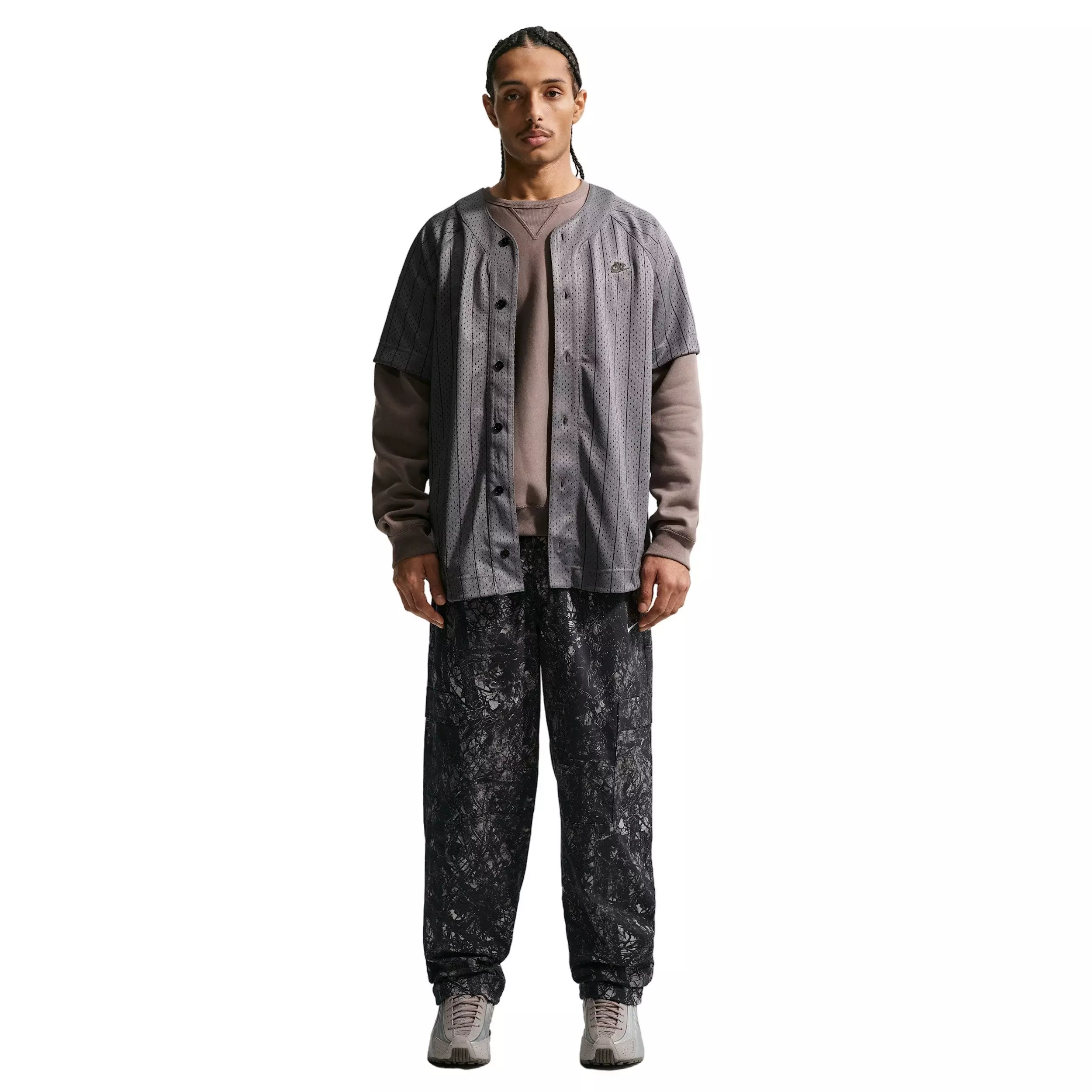 Nike Men's Club Woven Cargo Pants - Black Camo - BLACK CAMO