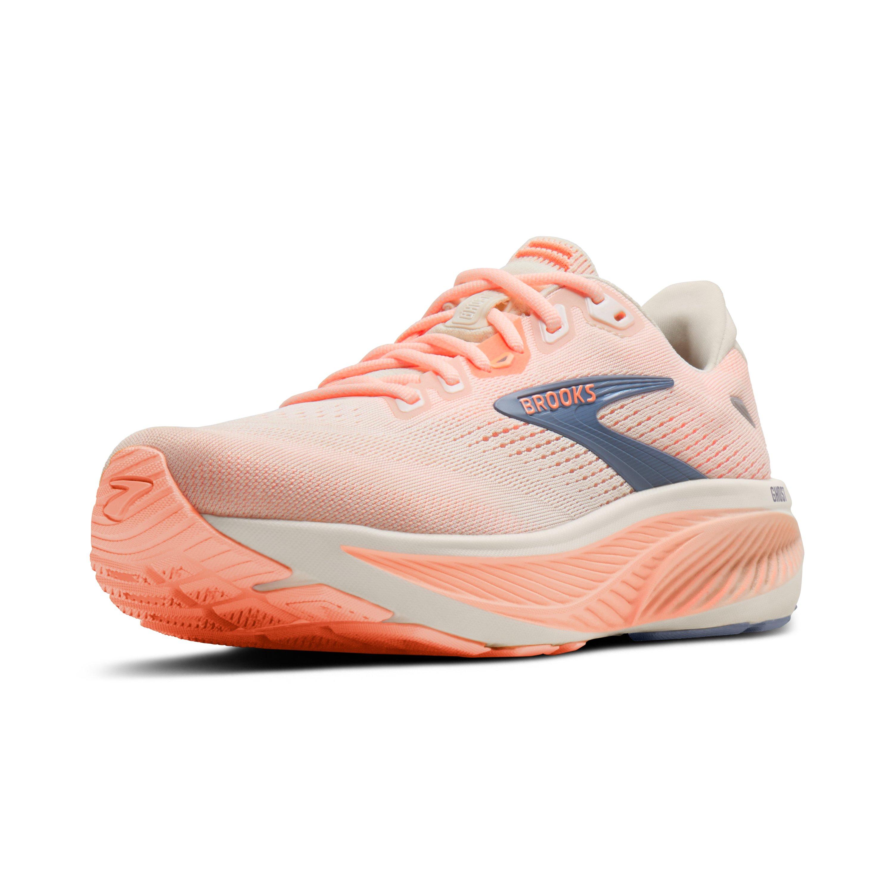 Brooks Ghost 18 "Star White/Cyber Peach/Grey" Women's Wide Running Shoe - WHITE/PEACH/GREY