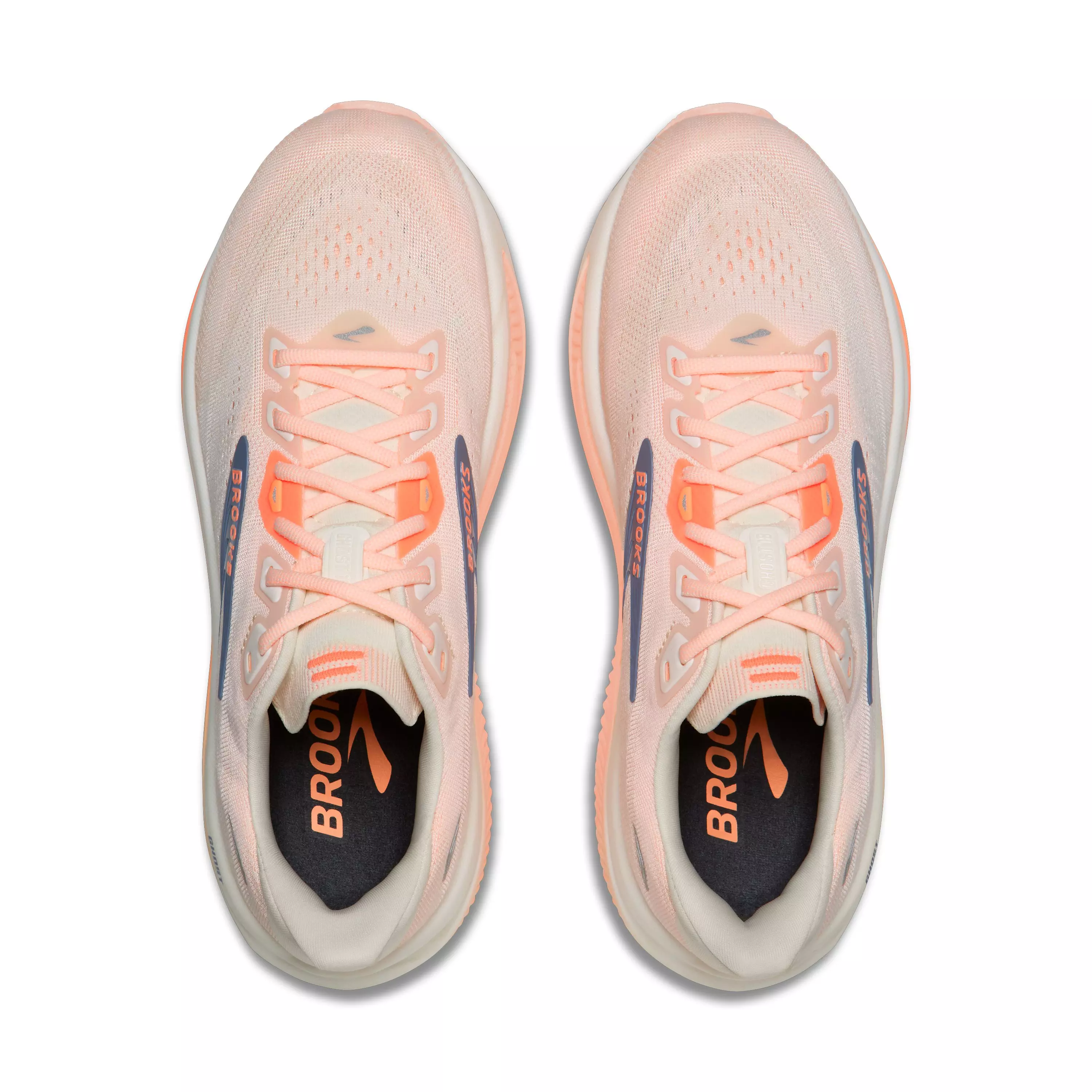 Brooks Ghost 18 "Star White/Cyber Peach/Grey" Women's Wide Running Shoe - WHITE/PEACH/GREY