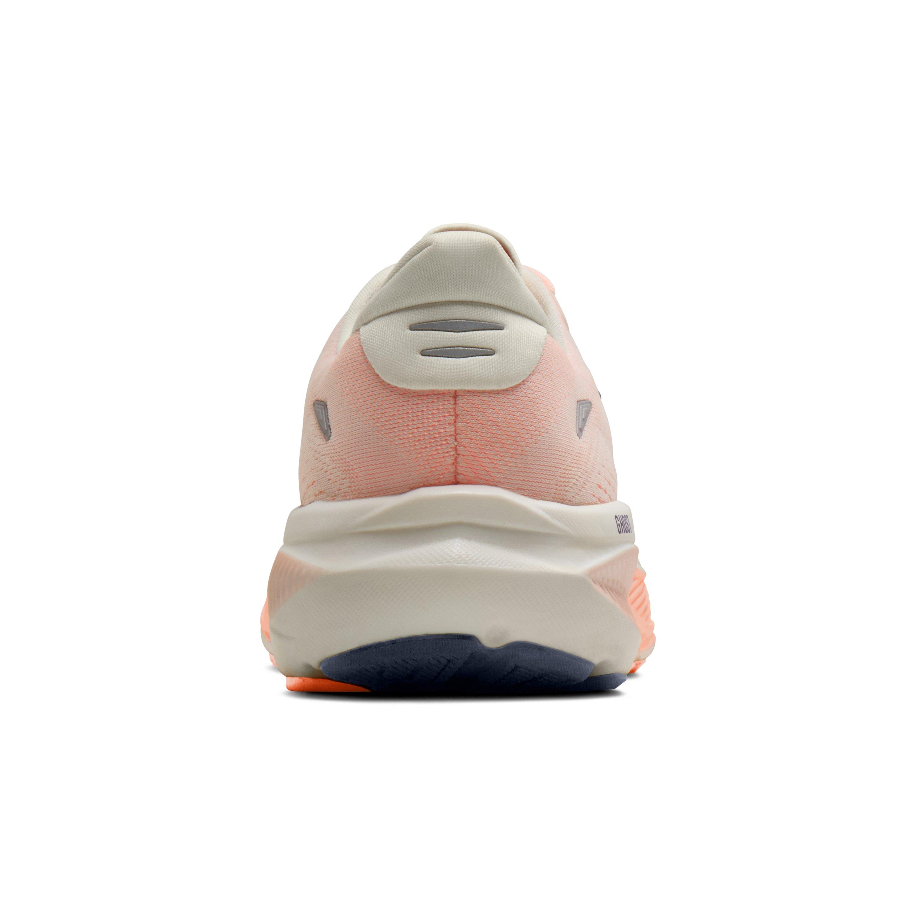 Brooks Ghost 18 "Star White/Cyber Peach/Grey" Women's Wide Running Shoe - WHITE/PEACH/GREY