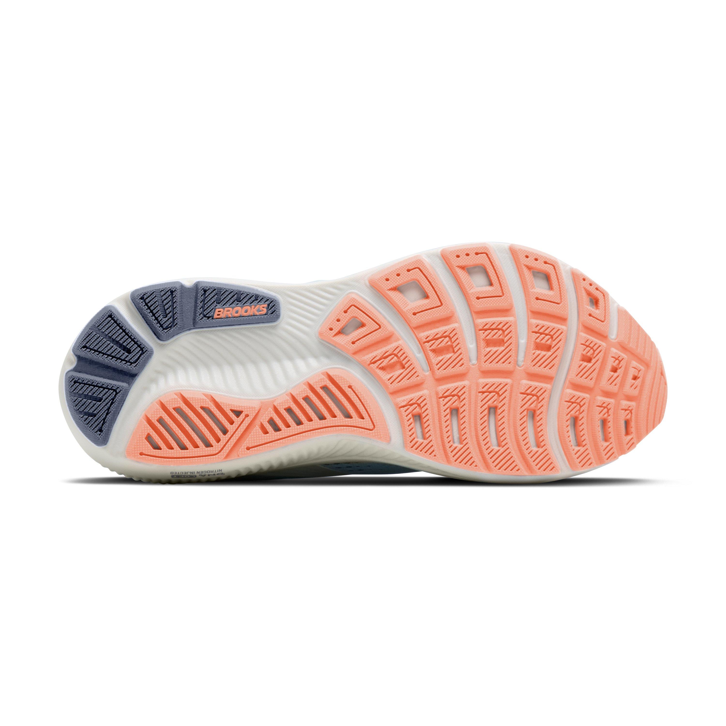 Brooks Ghost 18 "Star White/Cyber Peach/Grey" Women's Wide Running Shoe - WHITE/PEACH/GREY