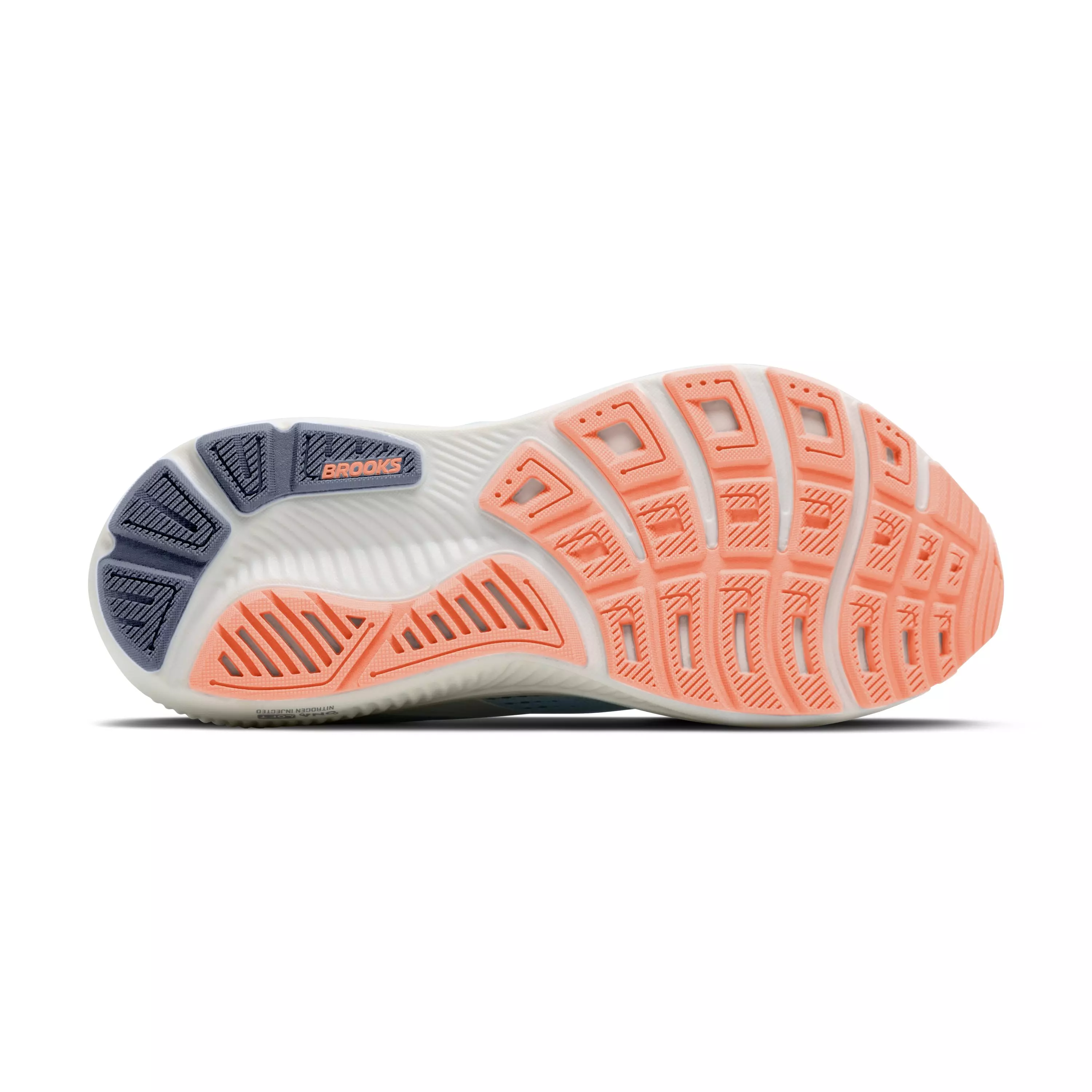 Brooks Ghost 18 "Star White/Cyber Peach/Grey" Women's Wide Running Shoe - WHITE/PEACH/GREY