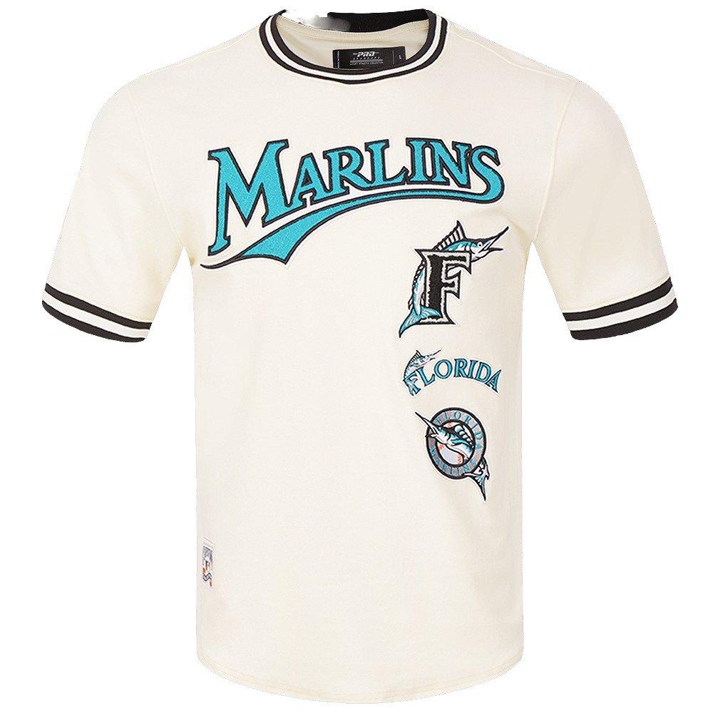 Pro Standard Men's MLB Miami Marlins Retro Classic Double Knit Tee -Eggshell/Black - EGGSHELL/BLACK Thumbnail View 1