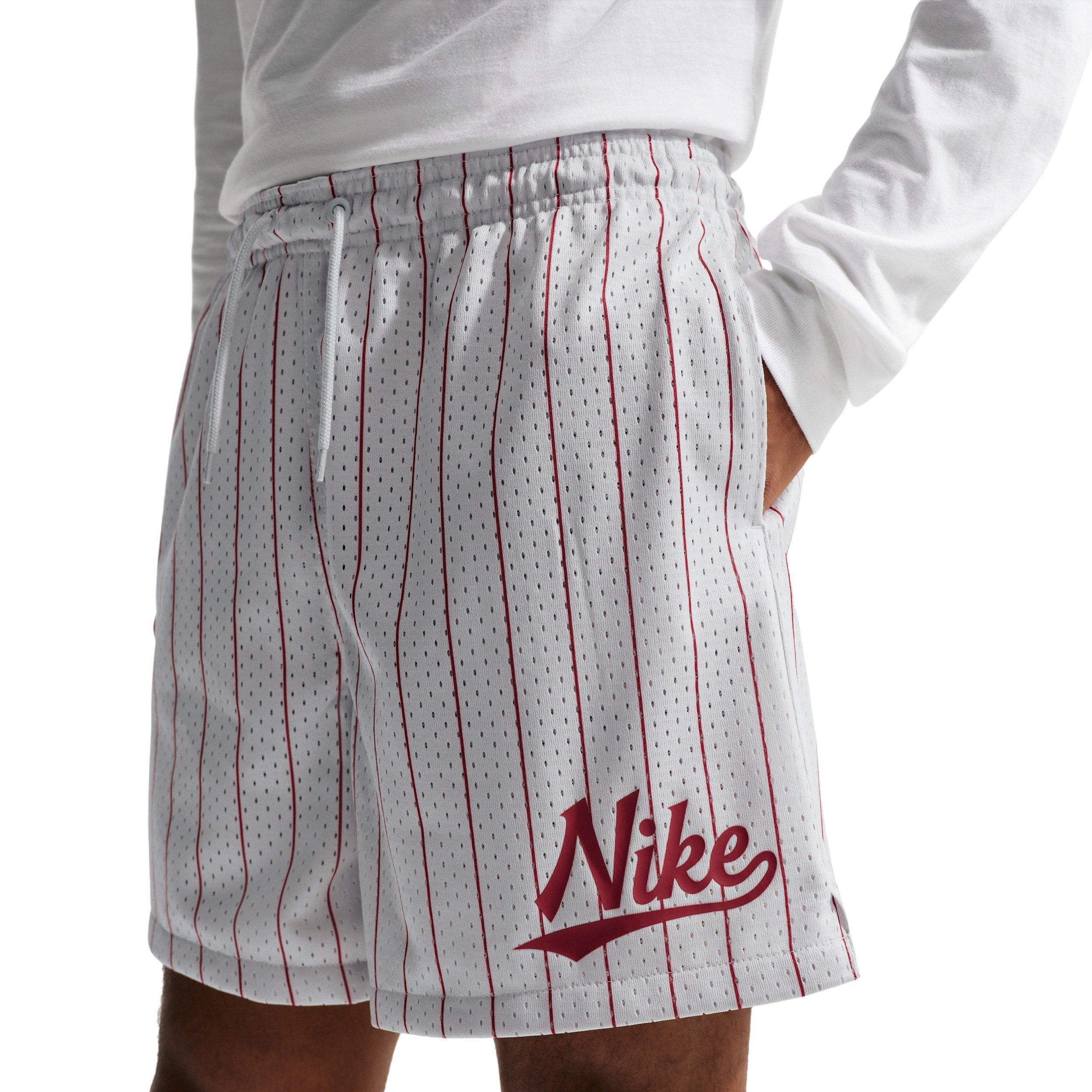 Nike Men's Sportswear Club Striped Flow Shorts - LT GREY/CRIMSON Thumbnail View 1