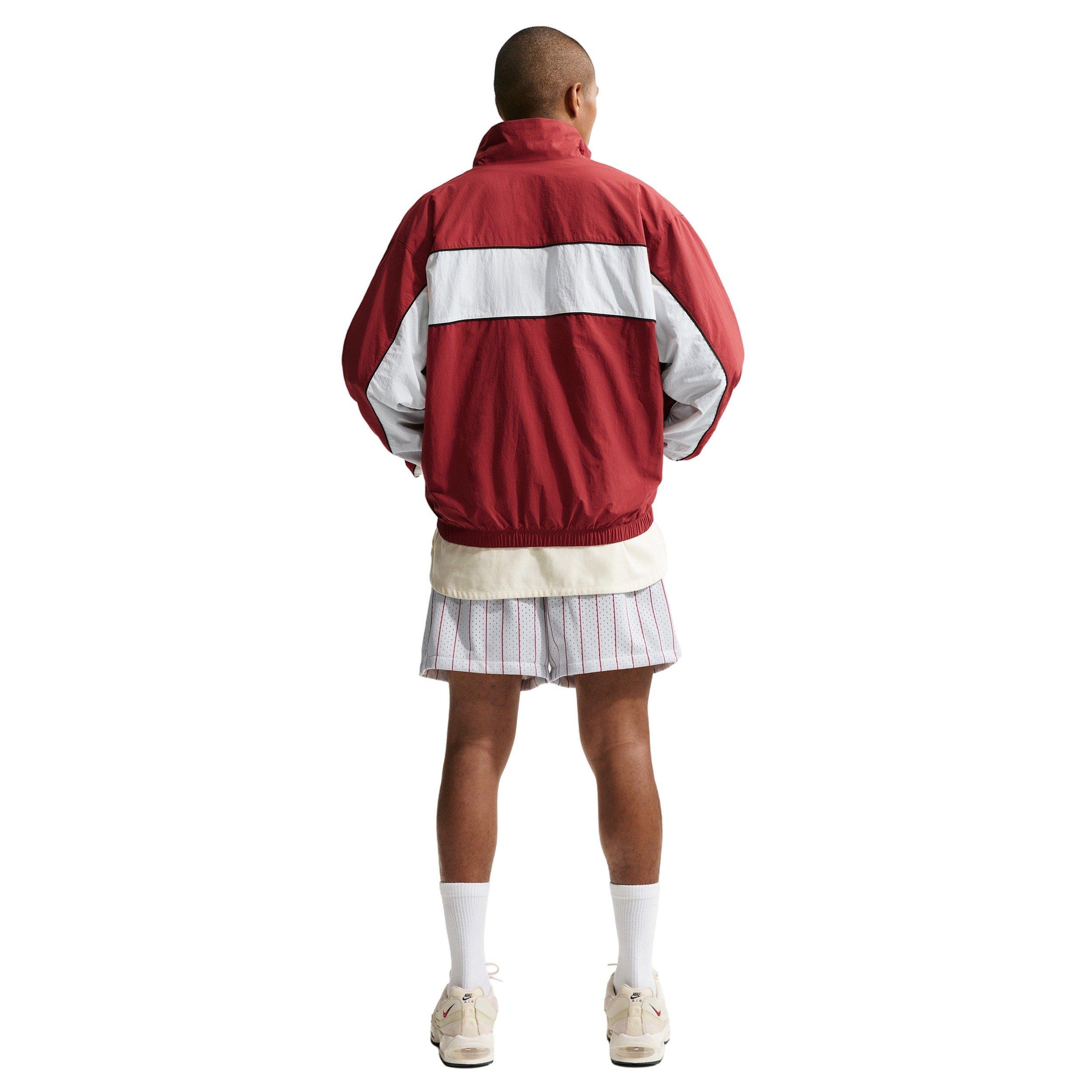 Nike Men's Sportswear Club Striped Flow Shorts - LT GREY/CRIMSON Thumbnail View 5