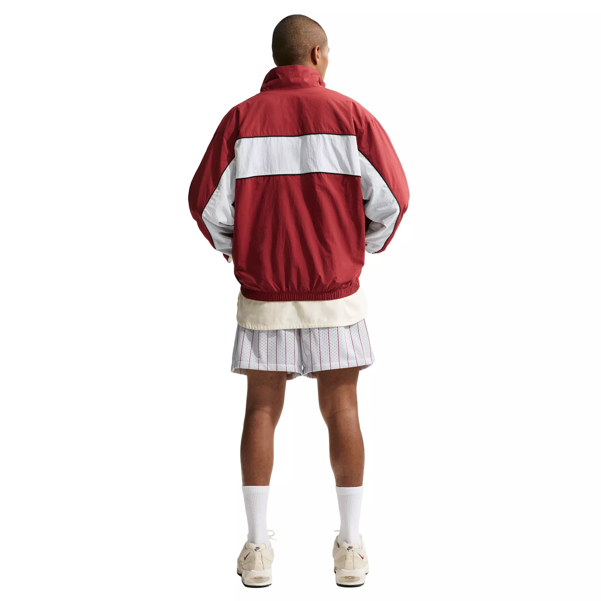 Nike Men's Sportswear Club Striped Flow Shorts - LT GREY/CRIMSON