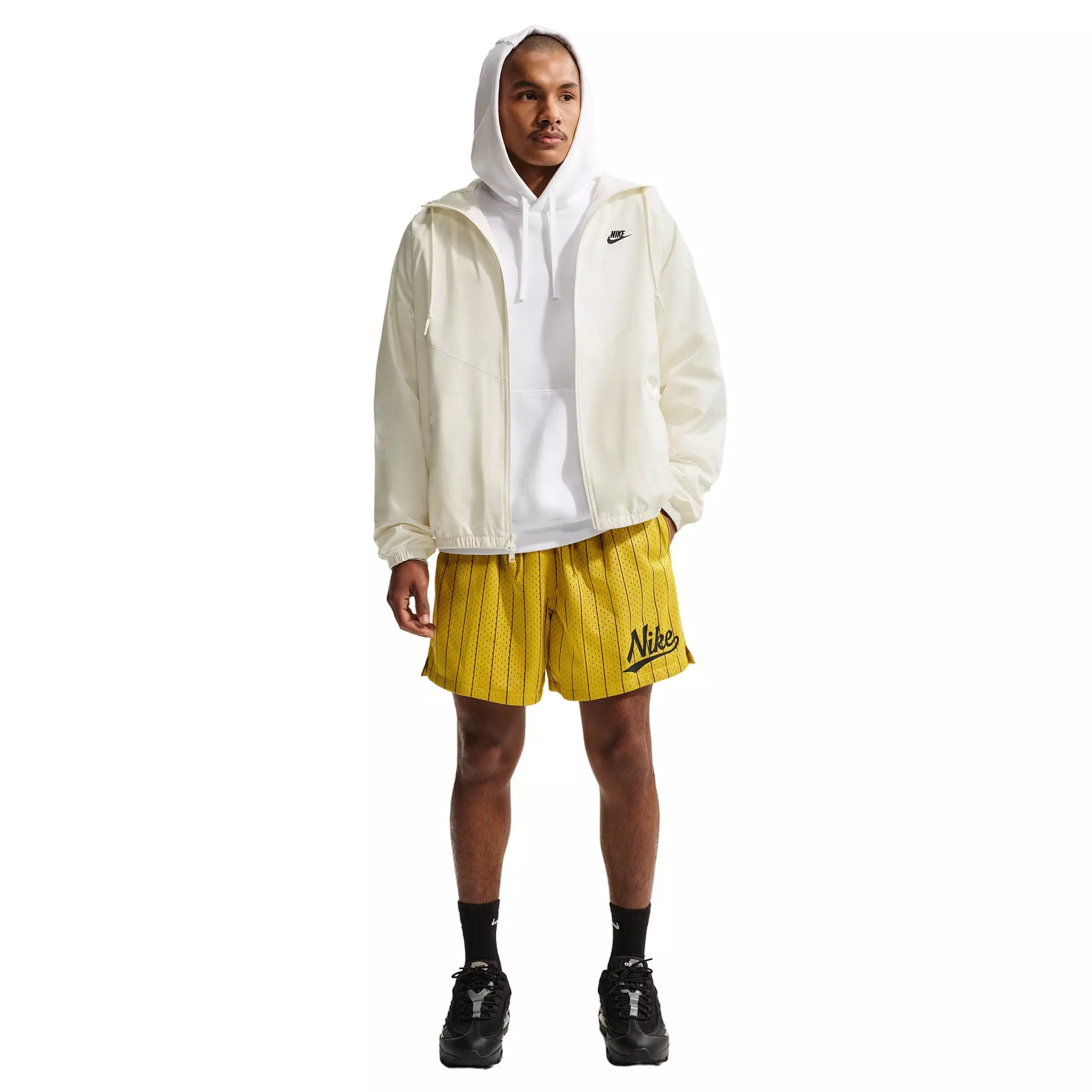 Nike Men's Sportswear Club Striped Flow Shorts - YELLOW