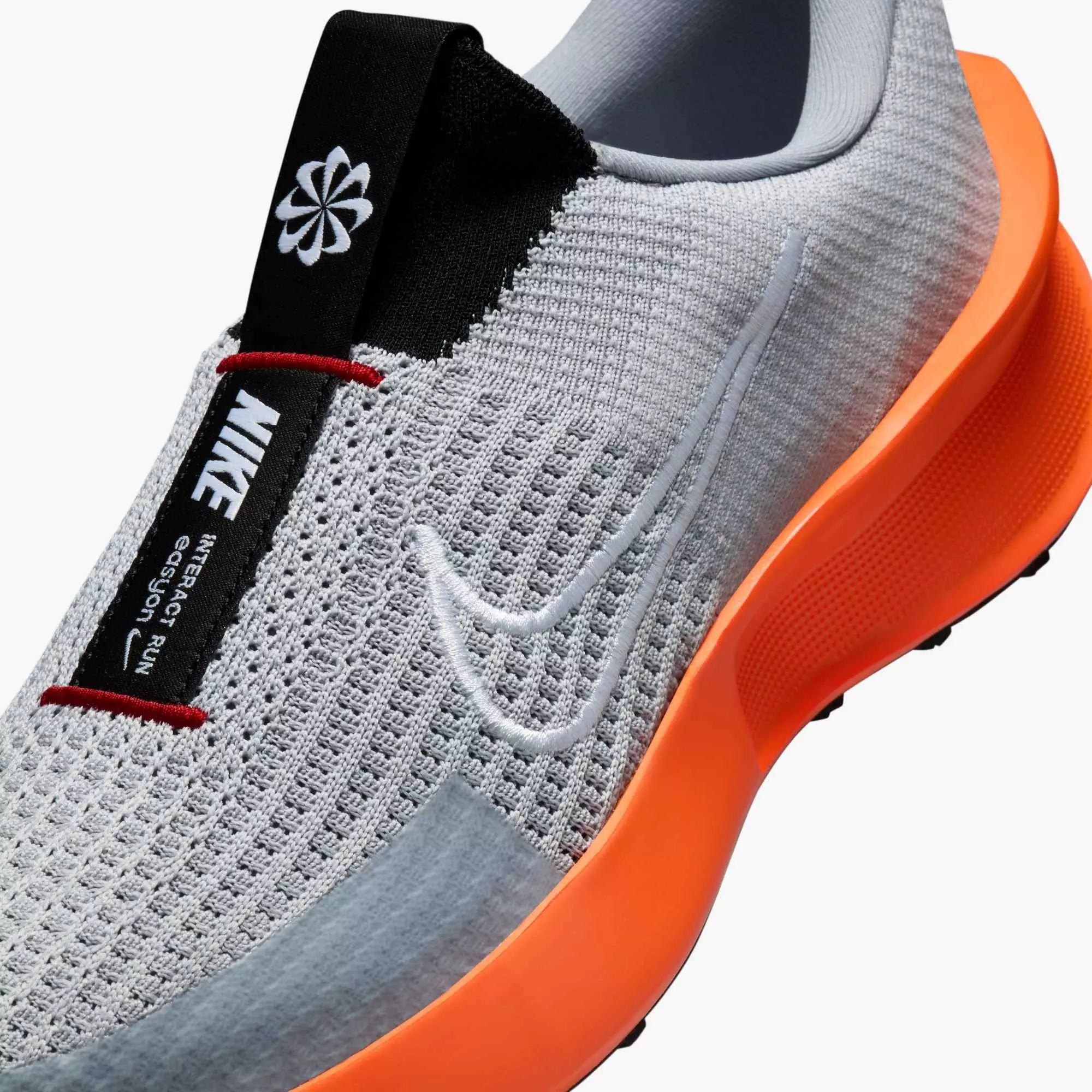 Nike Interact Run EasyOn "Wolf Grey/Safety Orange/University Red/White" Men's Running Shoe - GREY/ORANGE/RED/WHITE