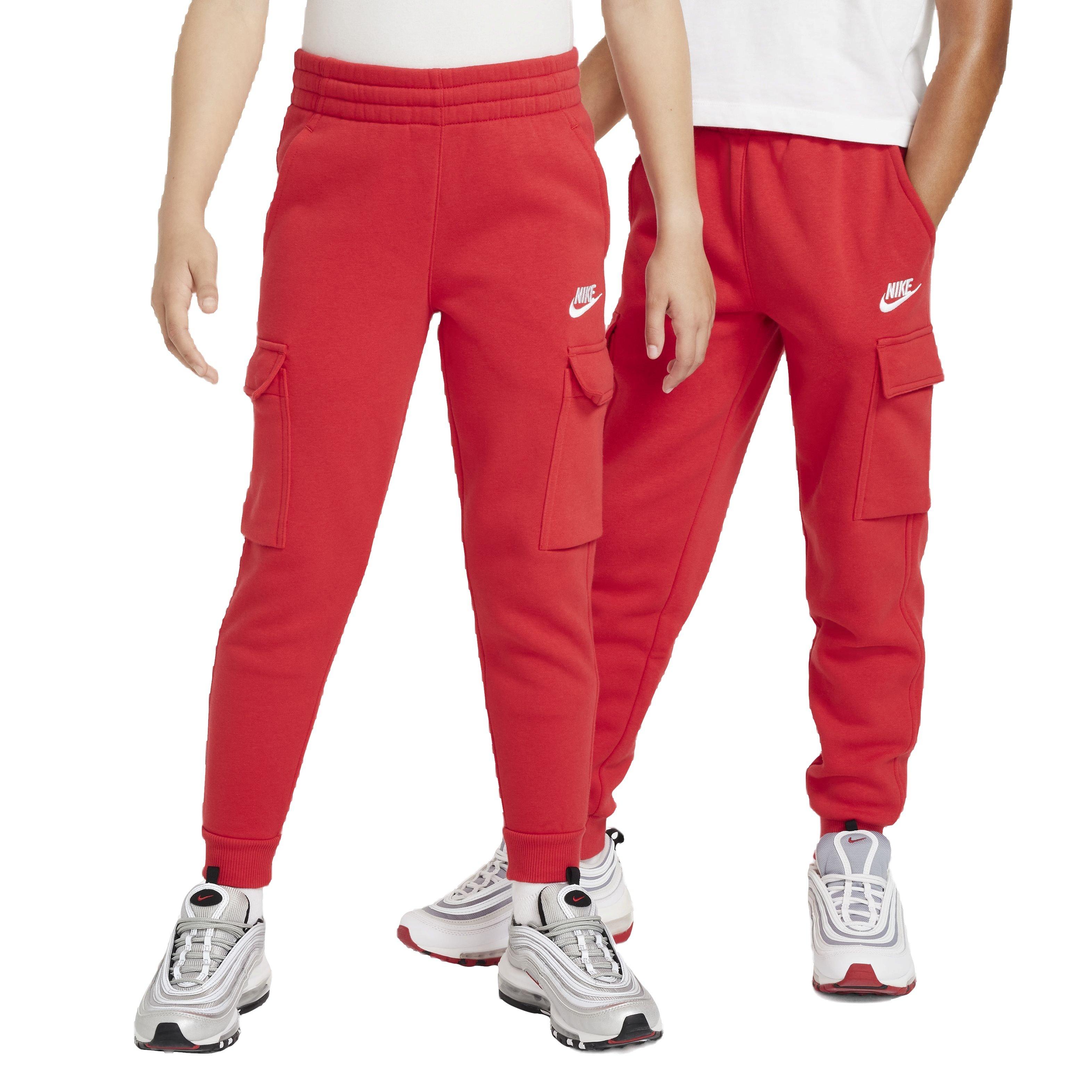 Nike Big Kids' Sportswear Club Fleece LBR Cargo Pants -Red - Hibbett