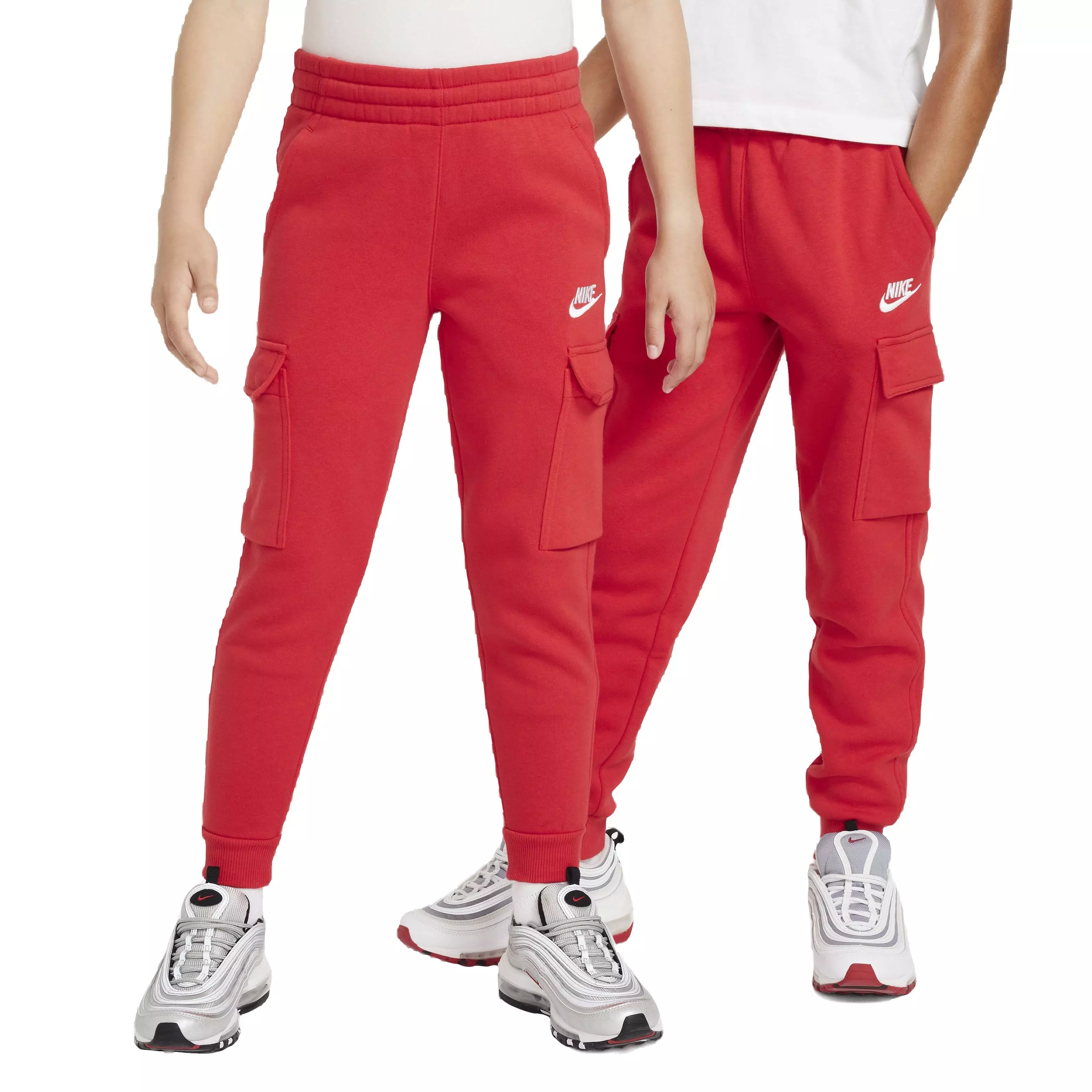 Red Shell Toggle Detail Cargo Joggers