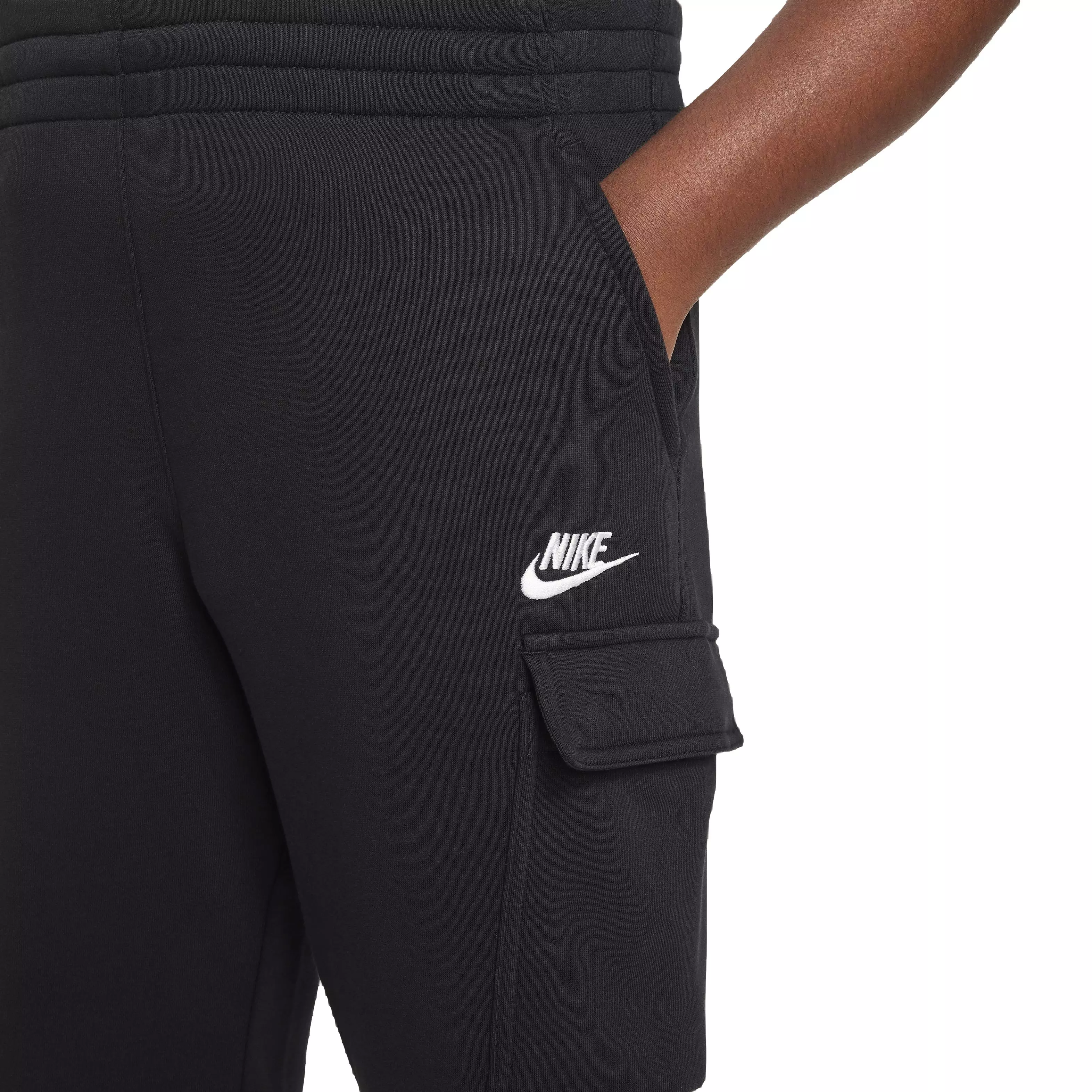 Nike Big Kids' Sportswear Club LBR Fleece Cargo Pants - Black - BLACK