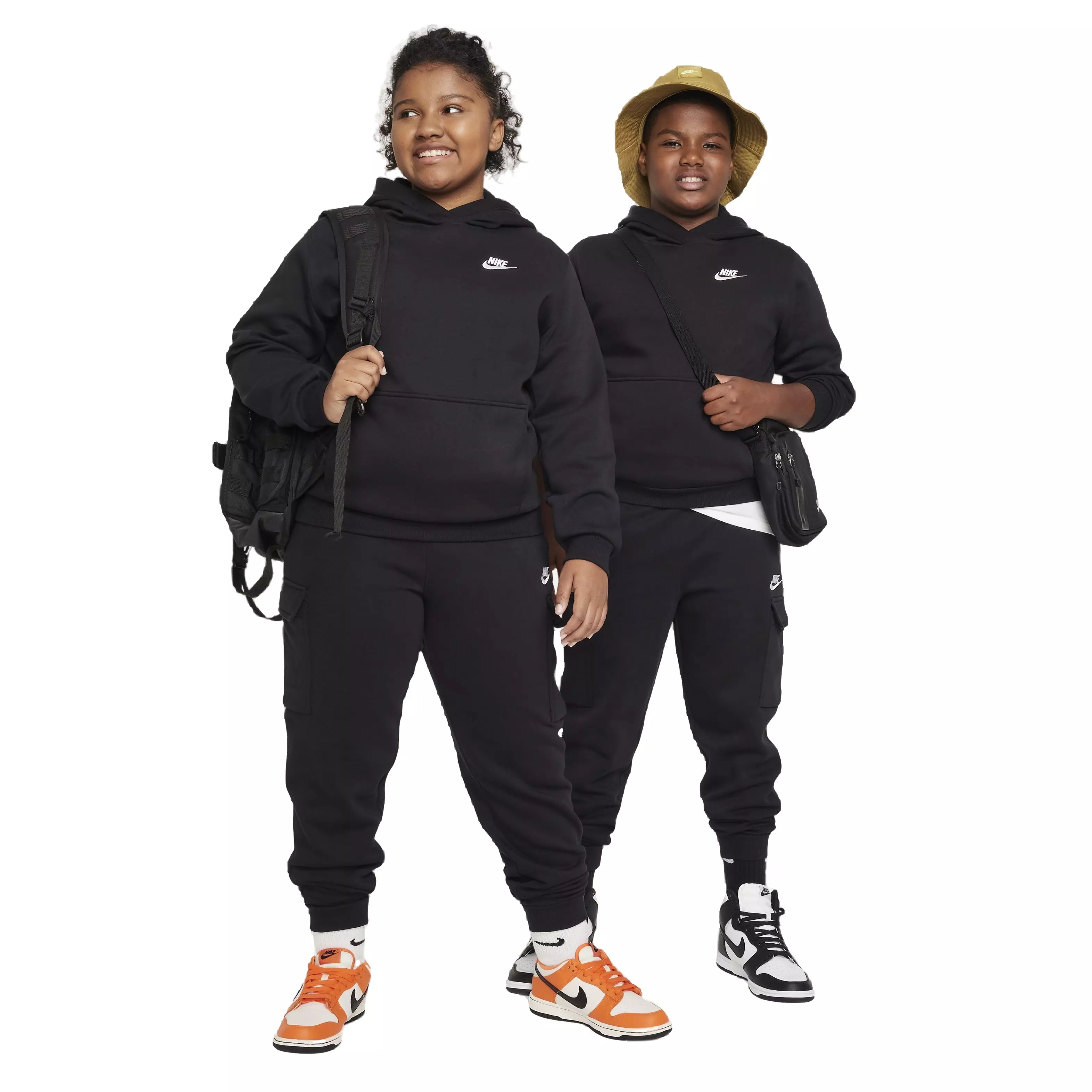 Nike Big Kids' Sportswear Club LBR Fleece Cargo Pants -Black - BLACK