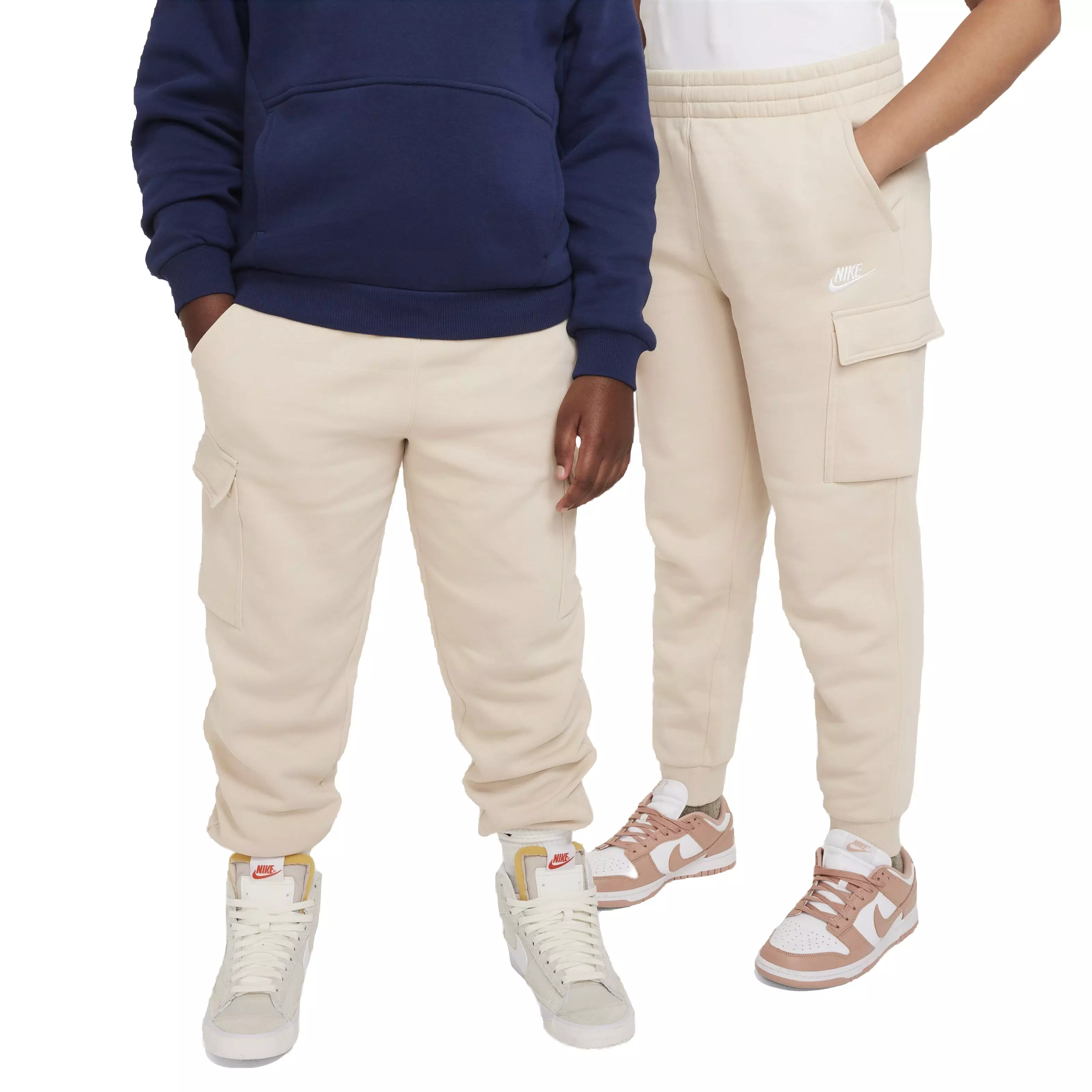 Nike Big Kids' Sportswear Club LBR Fleece Cargo Pants -Sanddrift - Hibbett