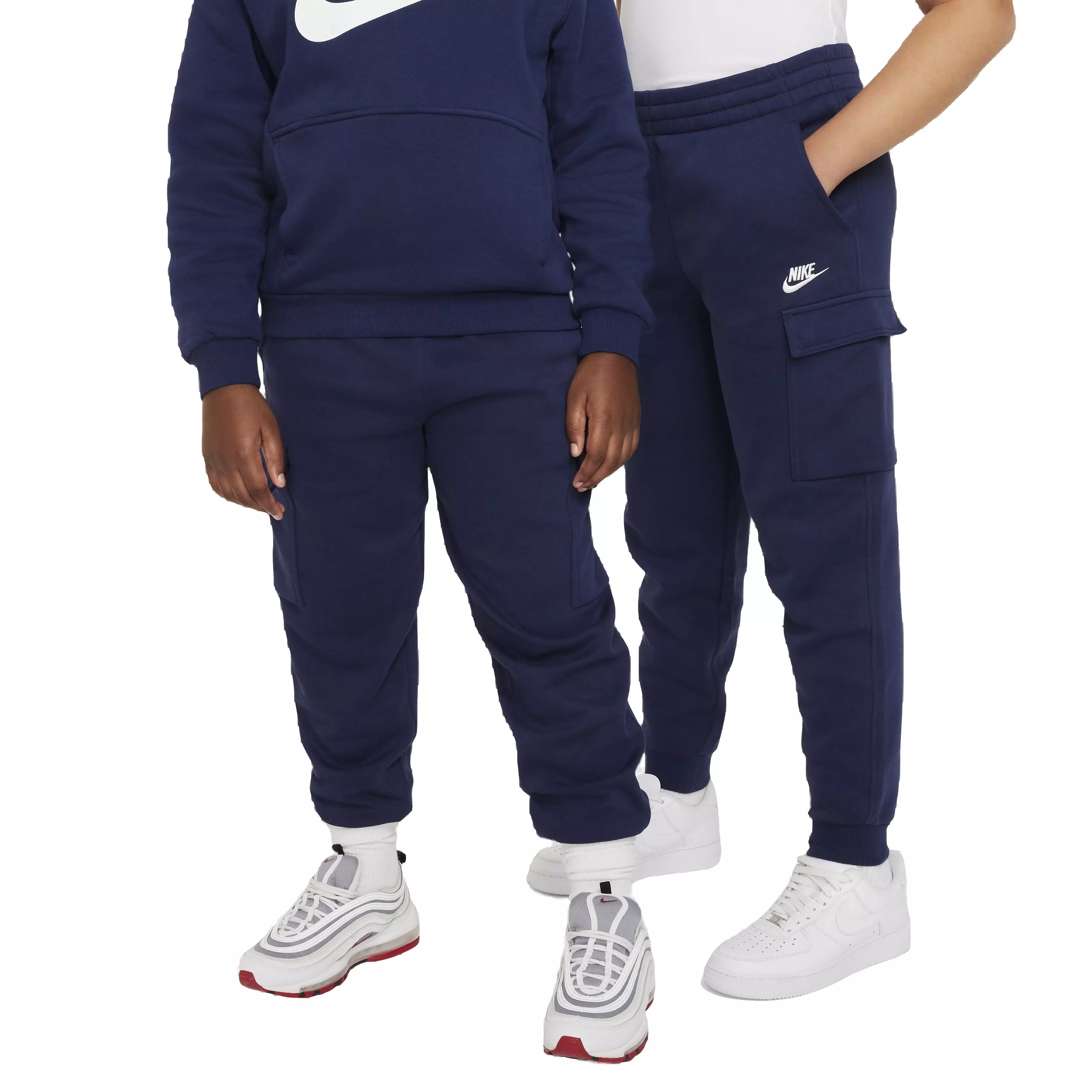 Nike Big Kids' Sportswear Club LBR Fleece Cargo Pants -Navy - NAVY