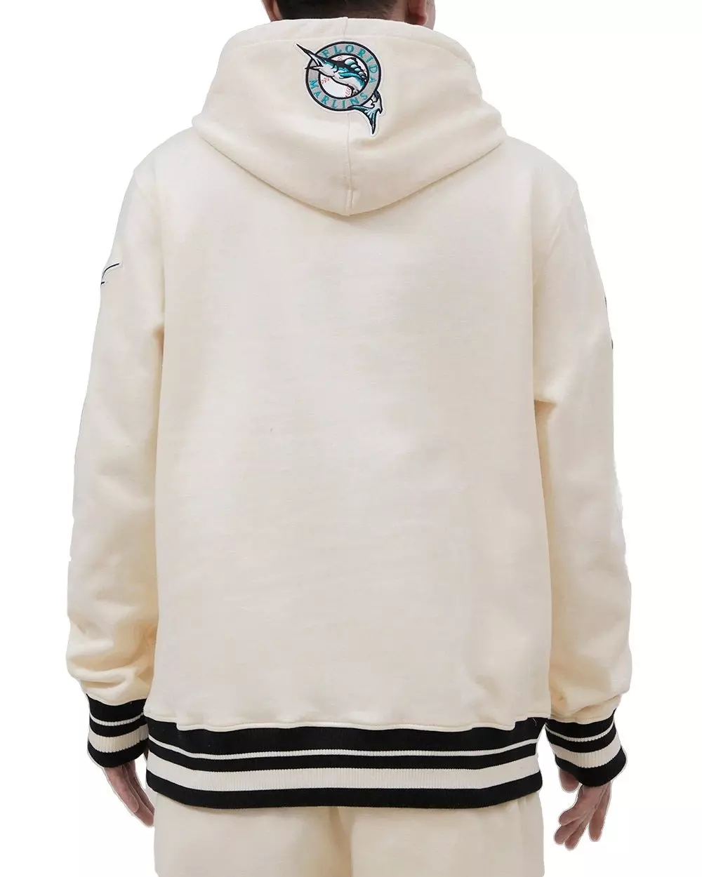 Pro Standard Men's MLB Miami Marlins Retro Classic Fleece Pullover Hoodie - Eggshell/Black - EGGSHELL/BLACK