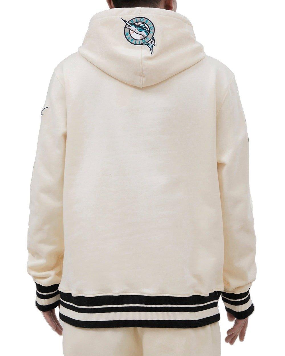Pro Standard Men's MLB Miami Marlins Retro Classic Fleece Pullover Hoodie -Eggshell/Black - EGGSHELL/BLACK Thumbnail View 2