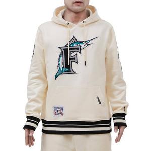 Pro Standard Men's MLB Miami Marlins Retro Classic Fleece Pullover Hoodie -Eggshell/Black