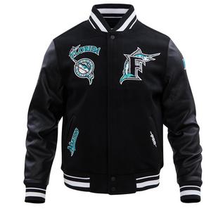 Pro Standard Men's MLB Miami Marlins Retro Classic Rib Wool Varsity Jacket -Black