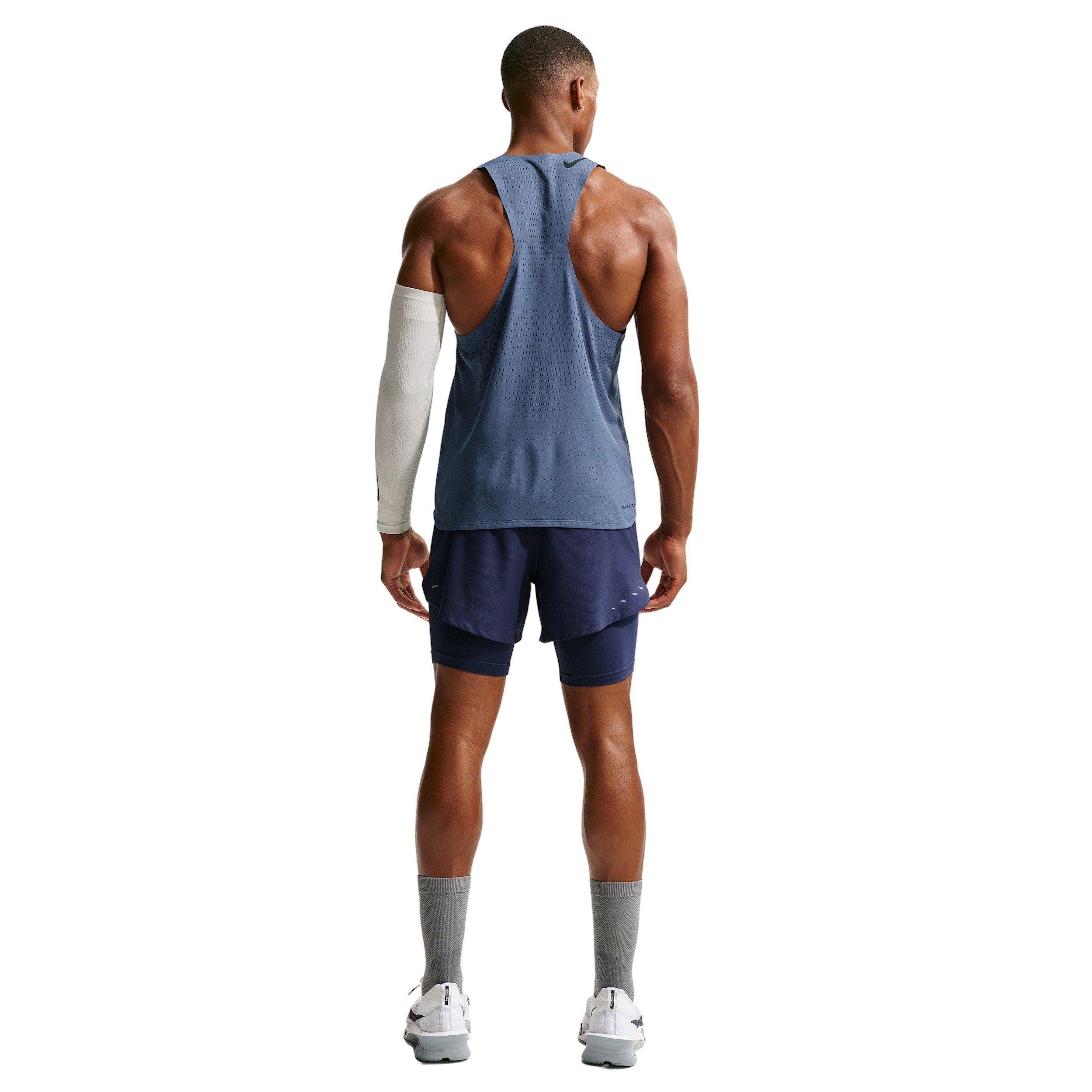 Nike Men's AeroSwift Dri-FIT ADV Running Singlet - Blue - BLUE Thumbnail View 5