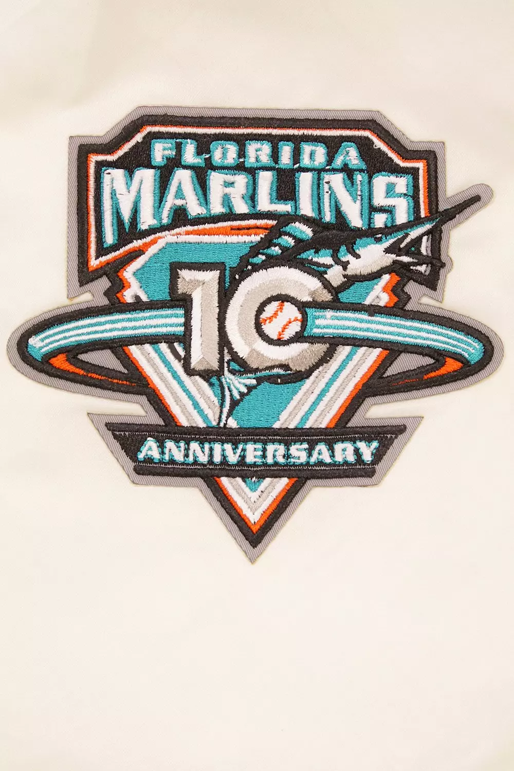 Pro Standard Men's MLB Miami Marlins Retro Classic Rib Satin Jacket - Eggshell/Black - EGGSHELL/BLACK