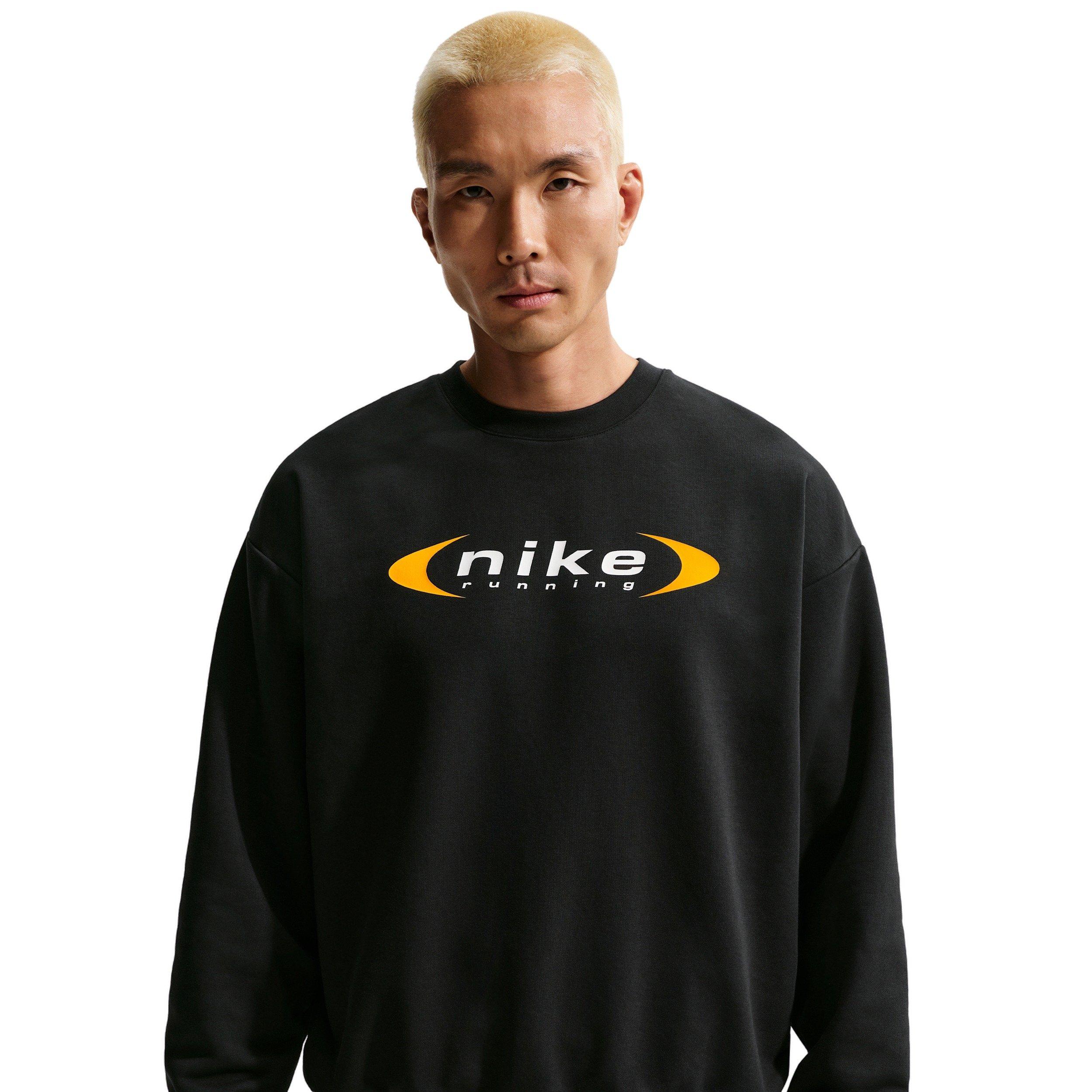 Nike Men's Retro Dri-FIT Crew-Neck Running Sweatshirt -Black - BLACK Thumbnail View 1