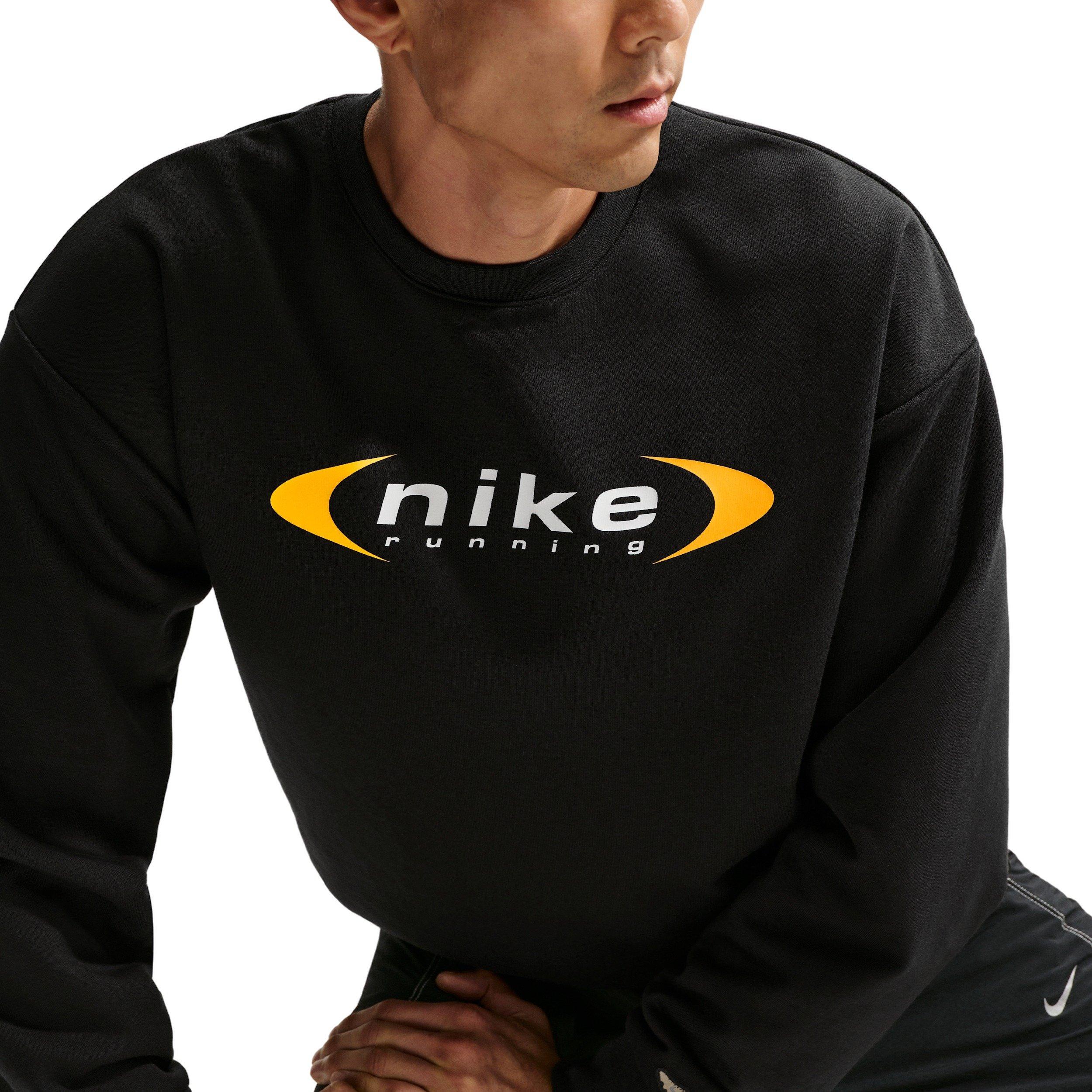 Nike Men's Retro Dri-FIT Crew-Neck Running Sweatshirt -Black - BLACK Thumbnail View 3