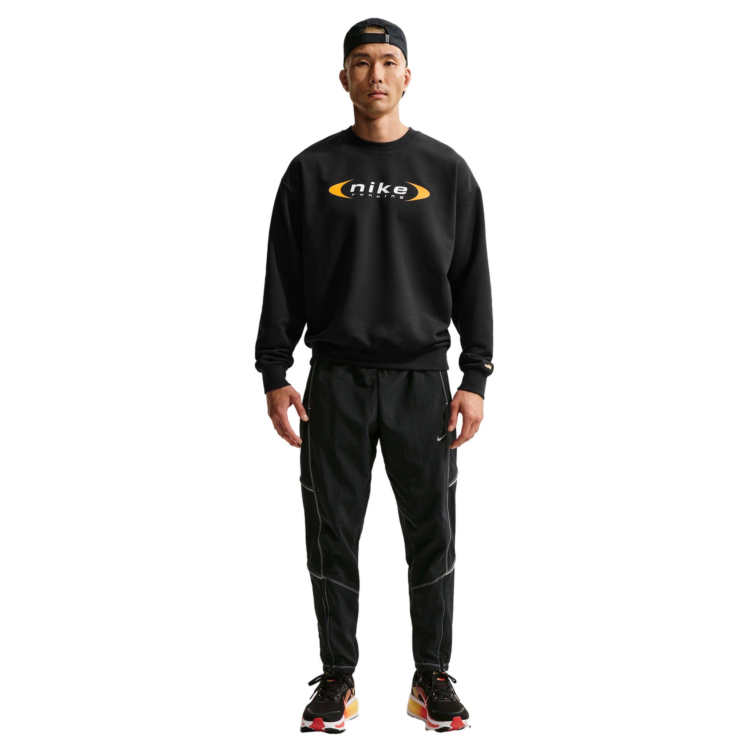 Nike Men's Retro Dri-FIT Crew-Neck Running Sweatshirt -Black - BLACK Thumbnail View 4