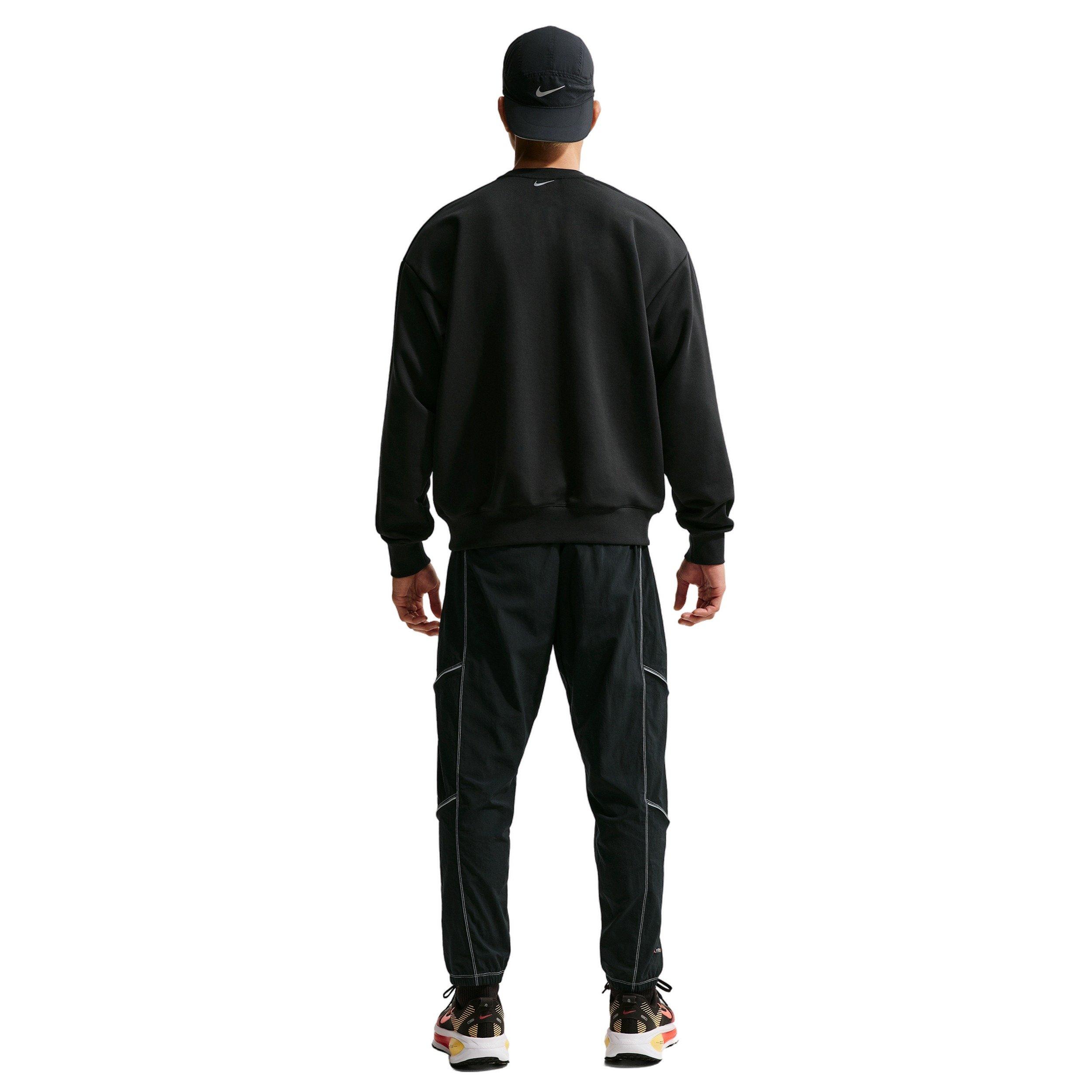 Nike Men's Retro Dri-FIT Crew-Neck Running Sweatshirt -Black - BLACK Thumbnail View 5