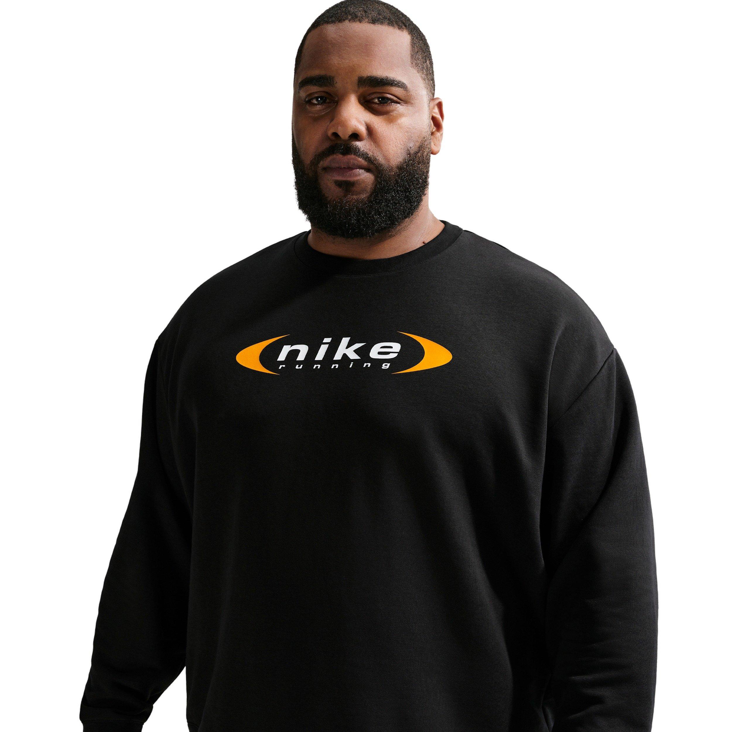 Nike Men's Retro Dri-FIT Crew-Neck Running Sweatshirt -Black - BLACK Thumbnail View 6