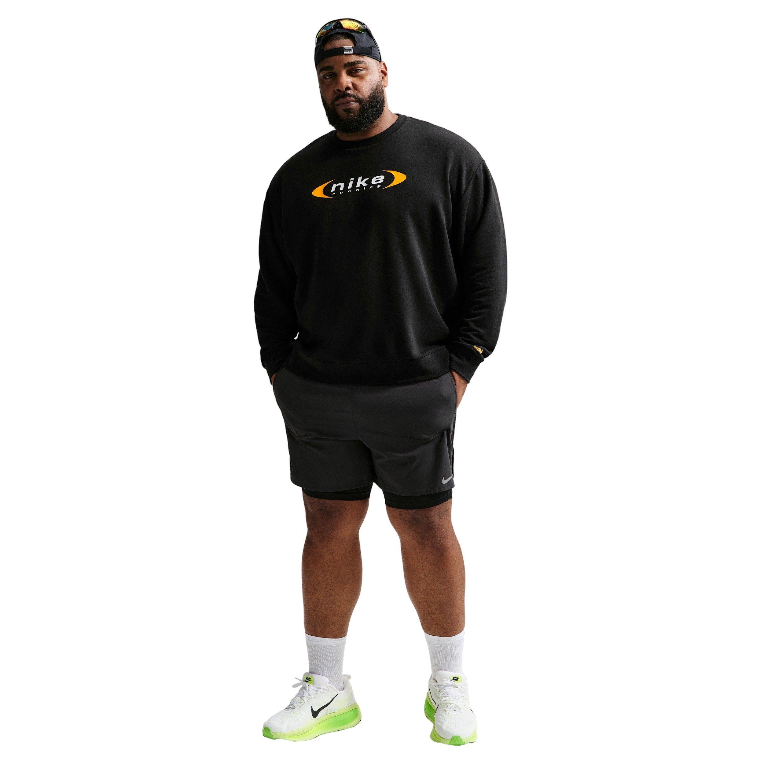 Nike Men's Retro Dri-FIT Crew-Neck Running Sweatshirt -Black - BLACK Thumbnail View 9