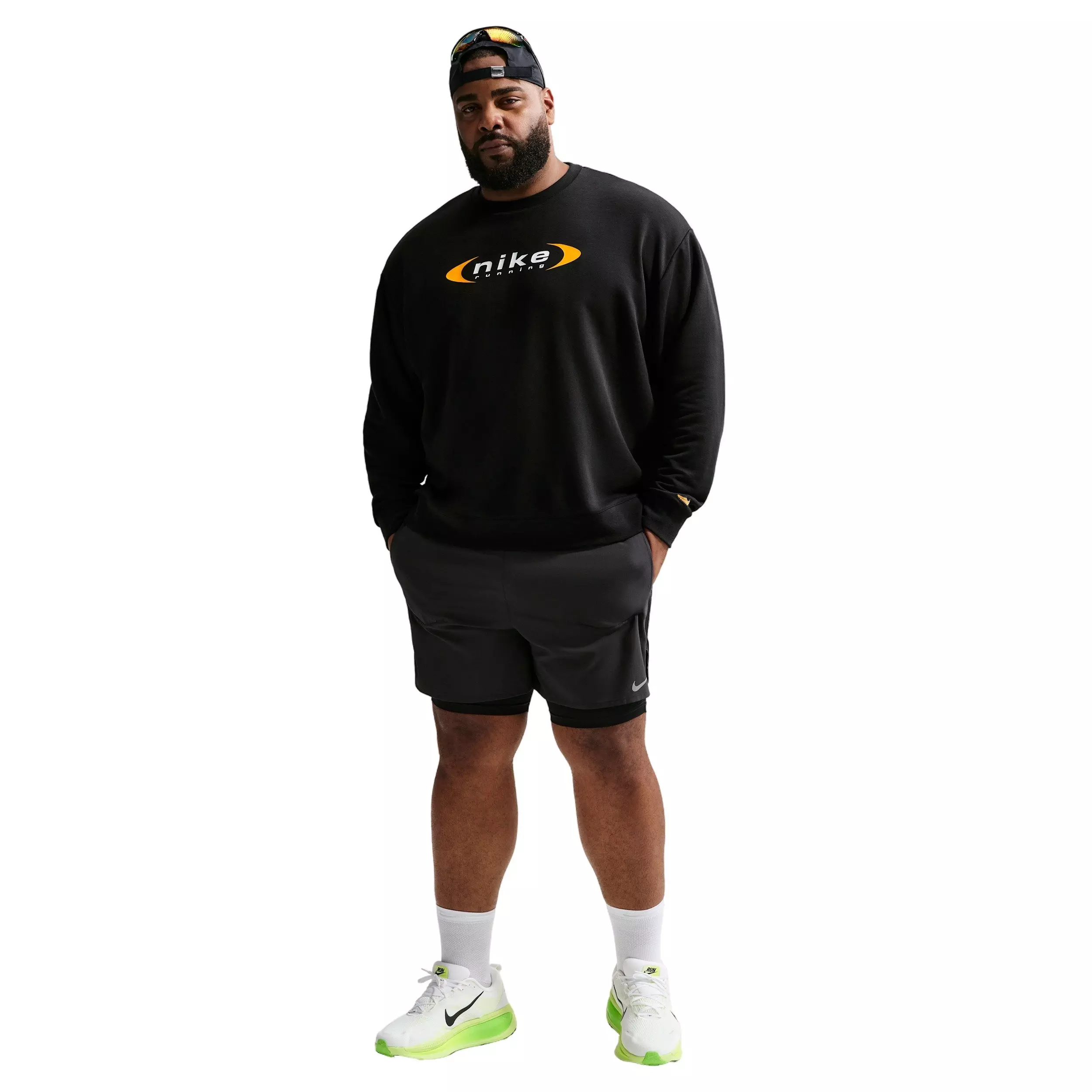 Nike Men's Retro Dri-FIT Crew-Neck Running Sweatshirt -Black - BLACK