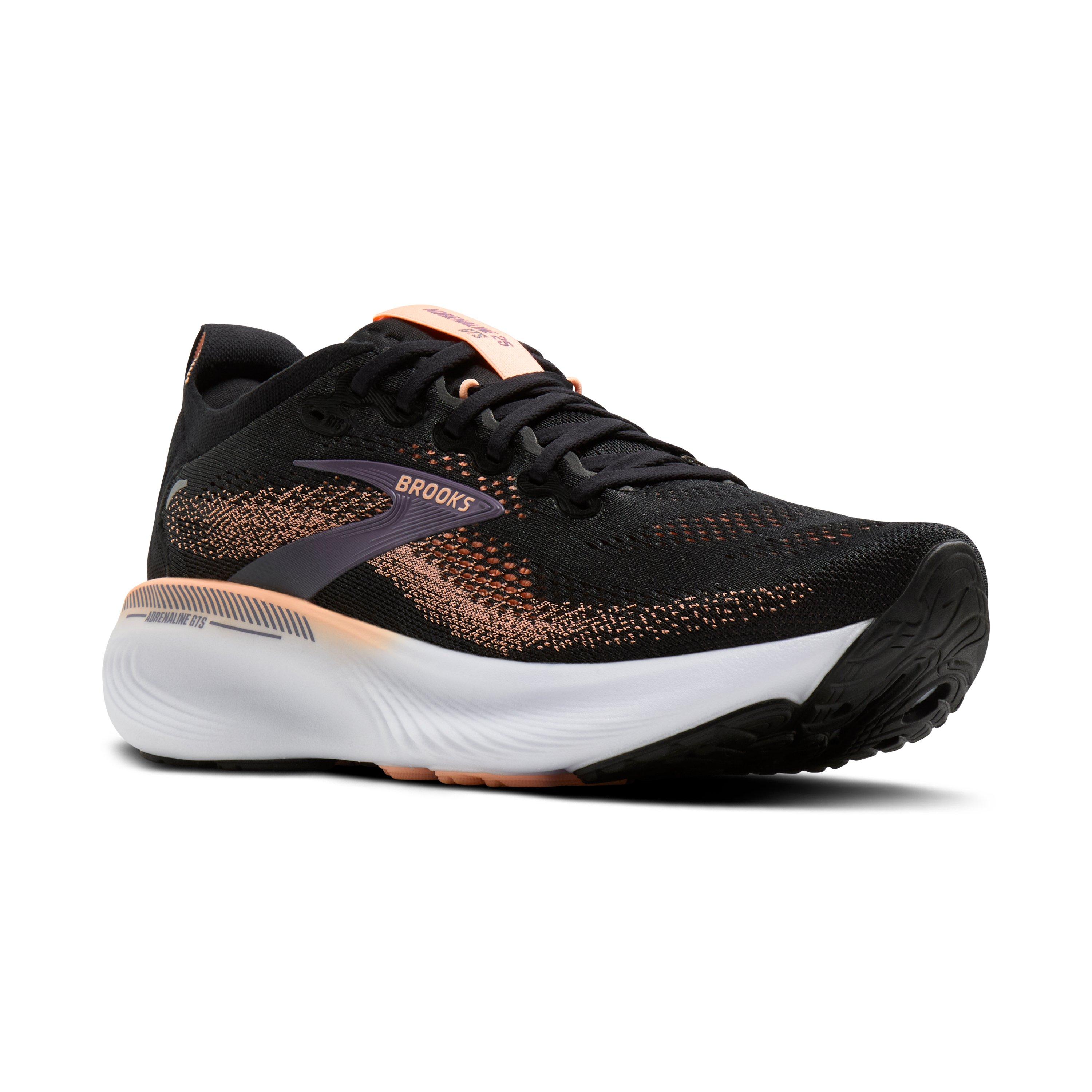 Brooks Adrenaline GTS 25 "Black/Peach/Mulled Grape" Women's Running Shoe - BLACK/PEACH/GRAPE