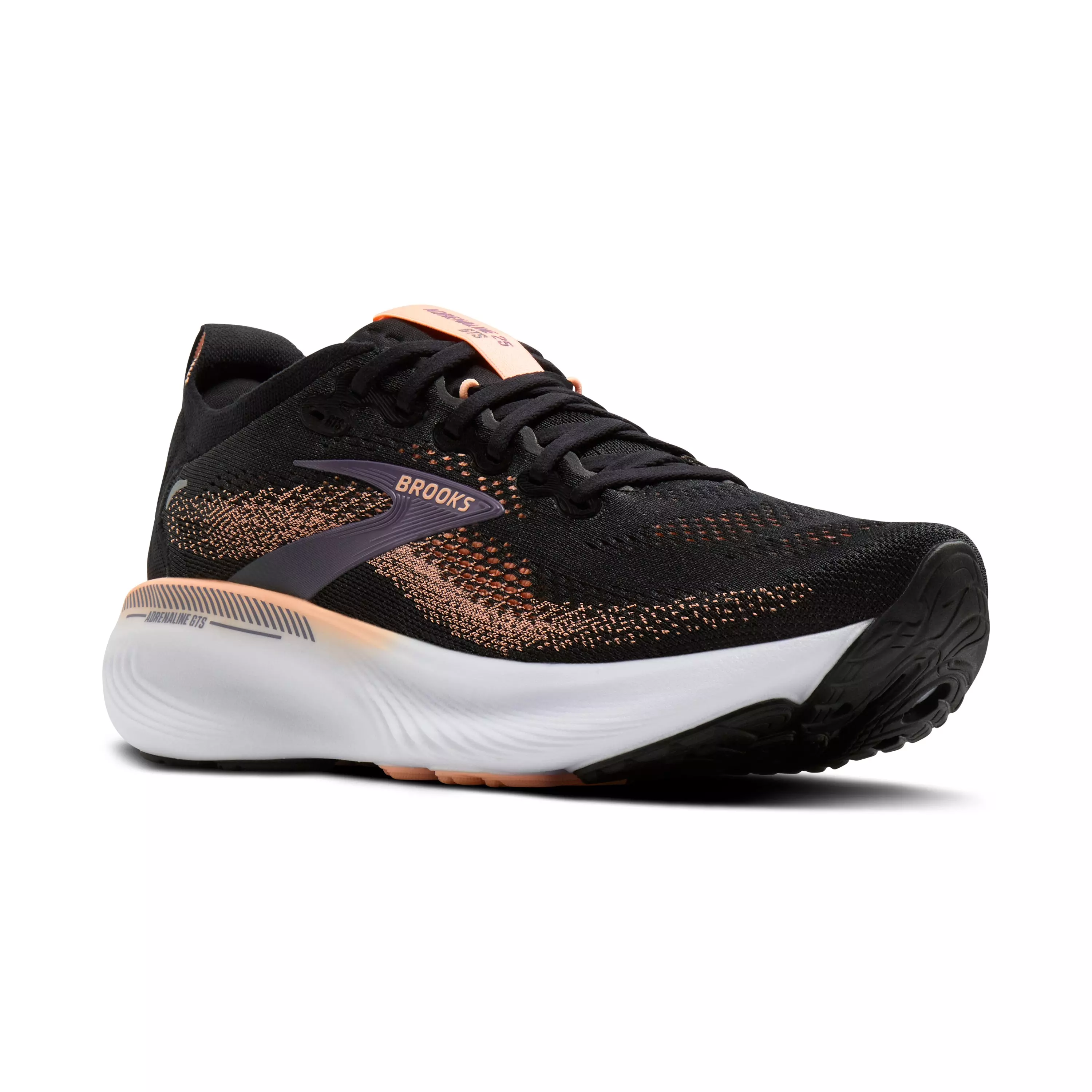 Brooks Adrenaline GTS 25 "Black/Peach/Mulled Grape" Women's Running Shoe - BLACK/PEACH/GRAPE