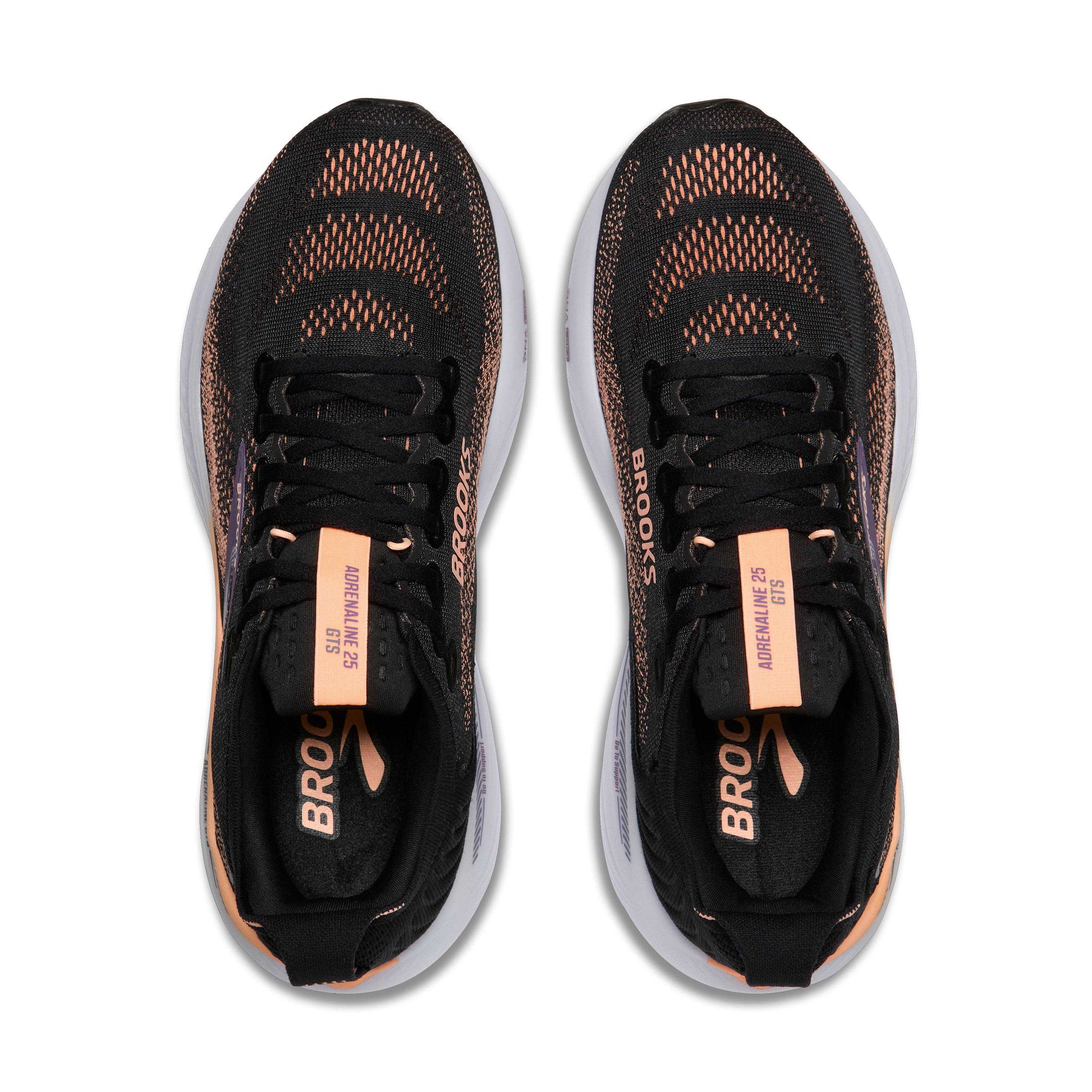 Brooks Adrenaline GTS 25 "Black/Peach/Mulled Grape" Women's Running Shoe - BLACK/PEACH/GRAPE