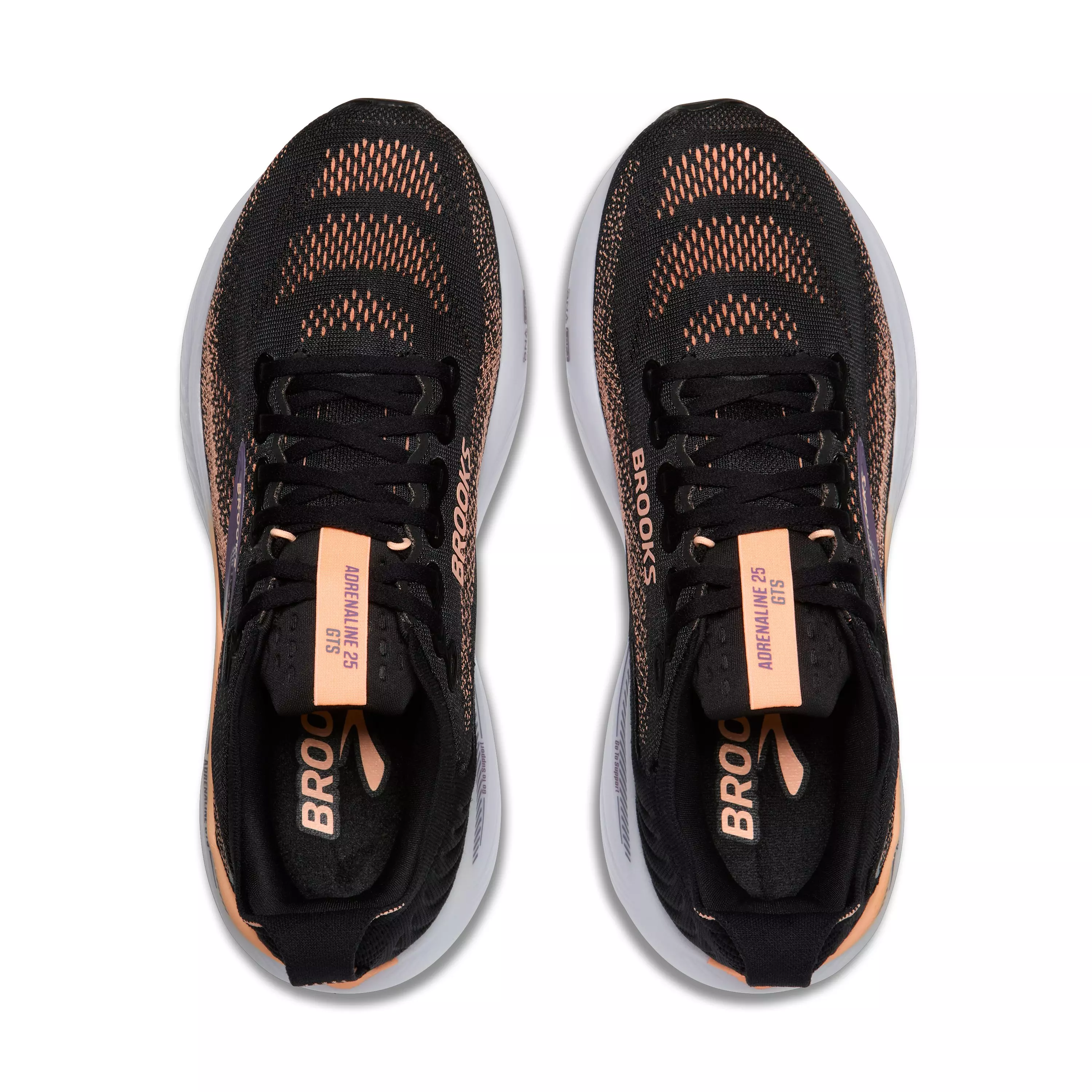 Brooks Adrenaline GTS 25 "Black/Peach/Mulled Grape" Women's Running Shoe - BLACK/PEACH/GRAPE