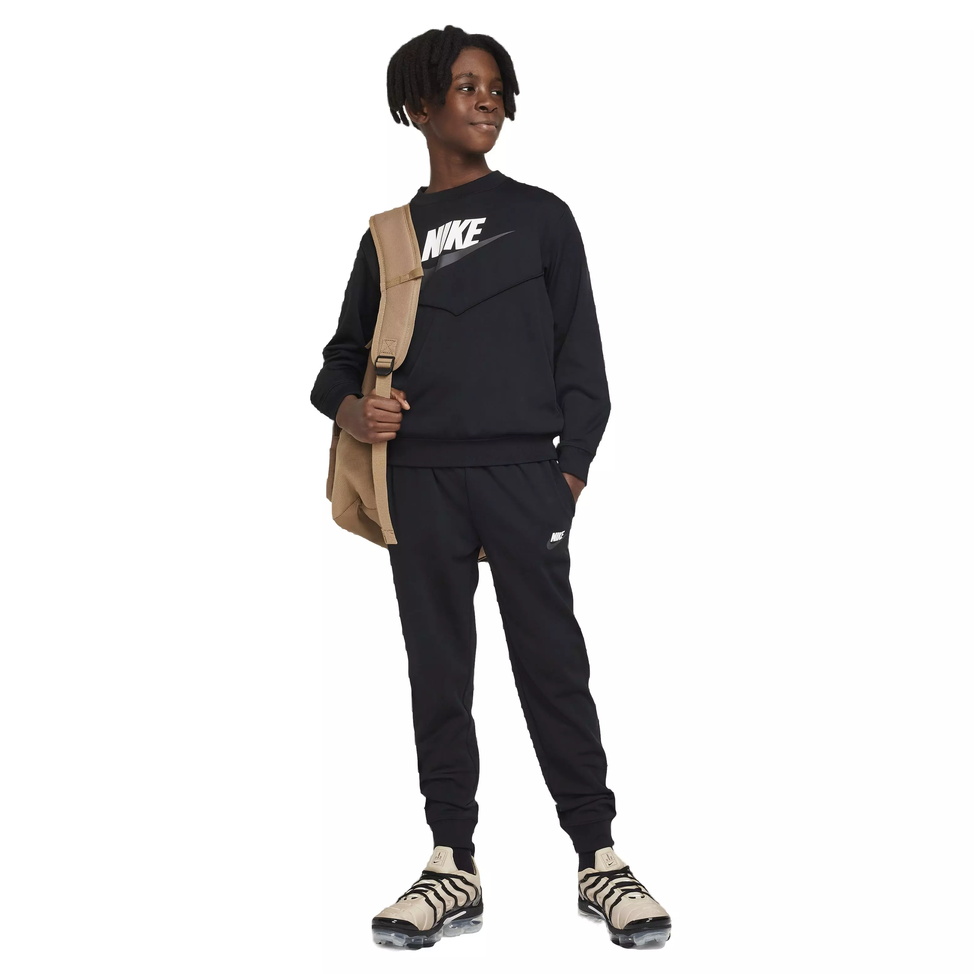 Nike Big Kids' Poly Crewneck Tracksuit - Black - BLACK