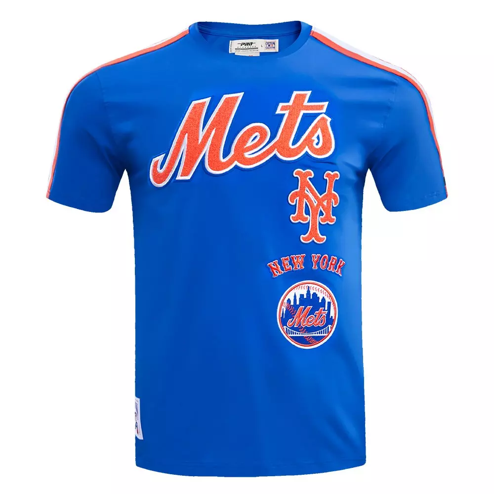 Pro Standard Men's MLB New York Mets Retro Classic Single Jersey Striped Tee -Royal/Orange - ROYAL/ORANGE