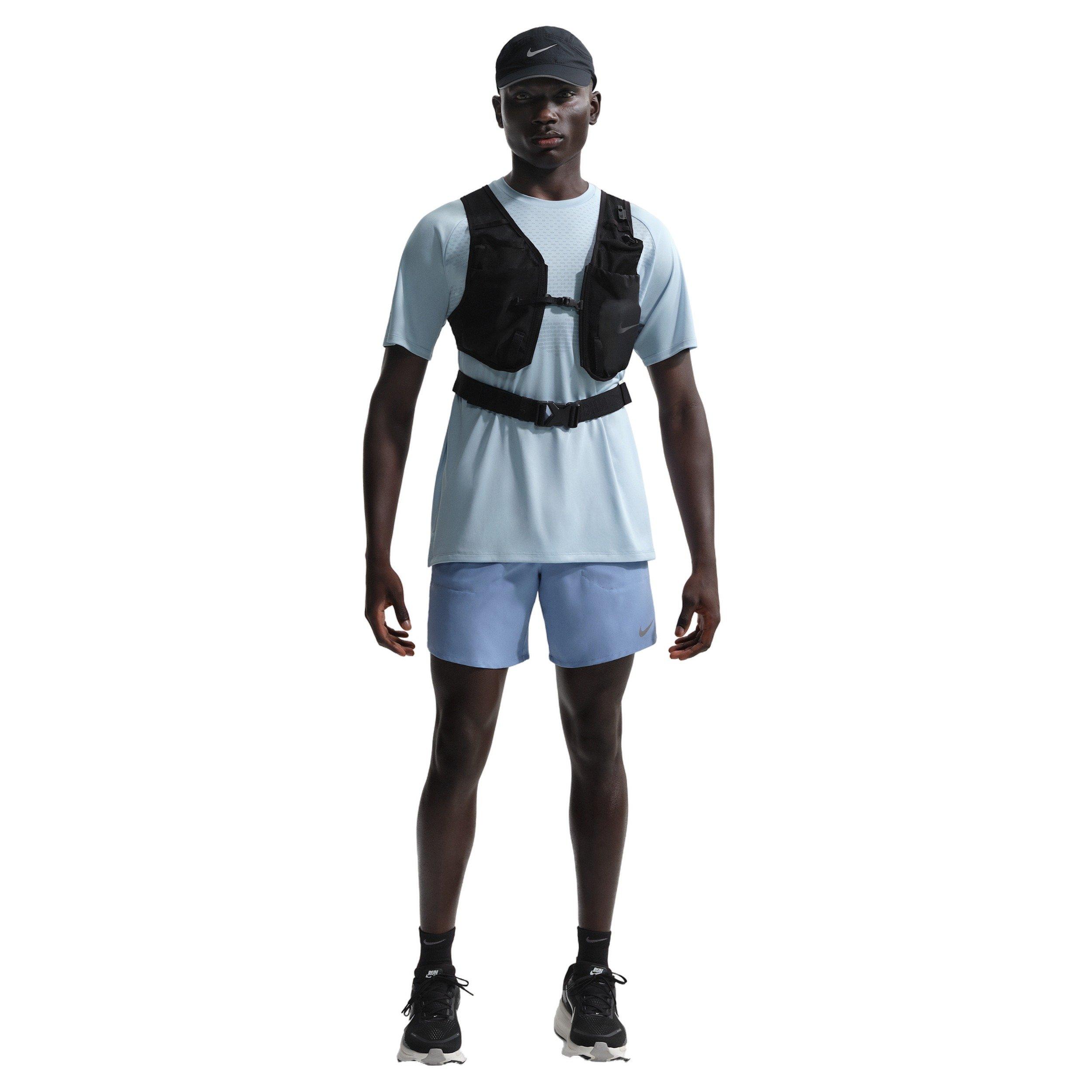 Nike Men's Stride Dri-FIT ADV Short-Sleeve Running Swoosh Logo Top - BLUE Thumbnail View 4