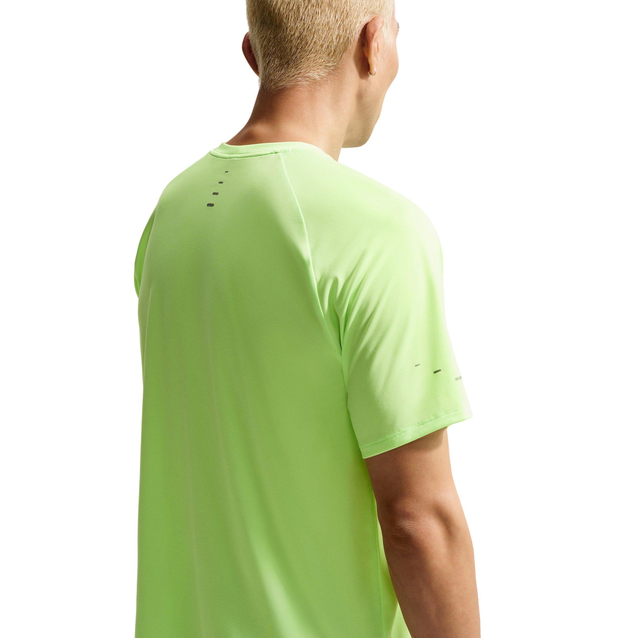 Nike Men's Stride Dri-FIT ADV Short-Sleeve Running Swoosh Logo Top - LIME GREEN Thumbnail View 2