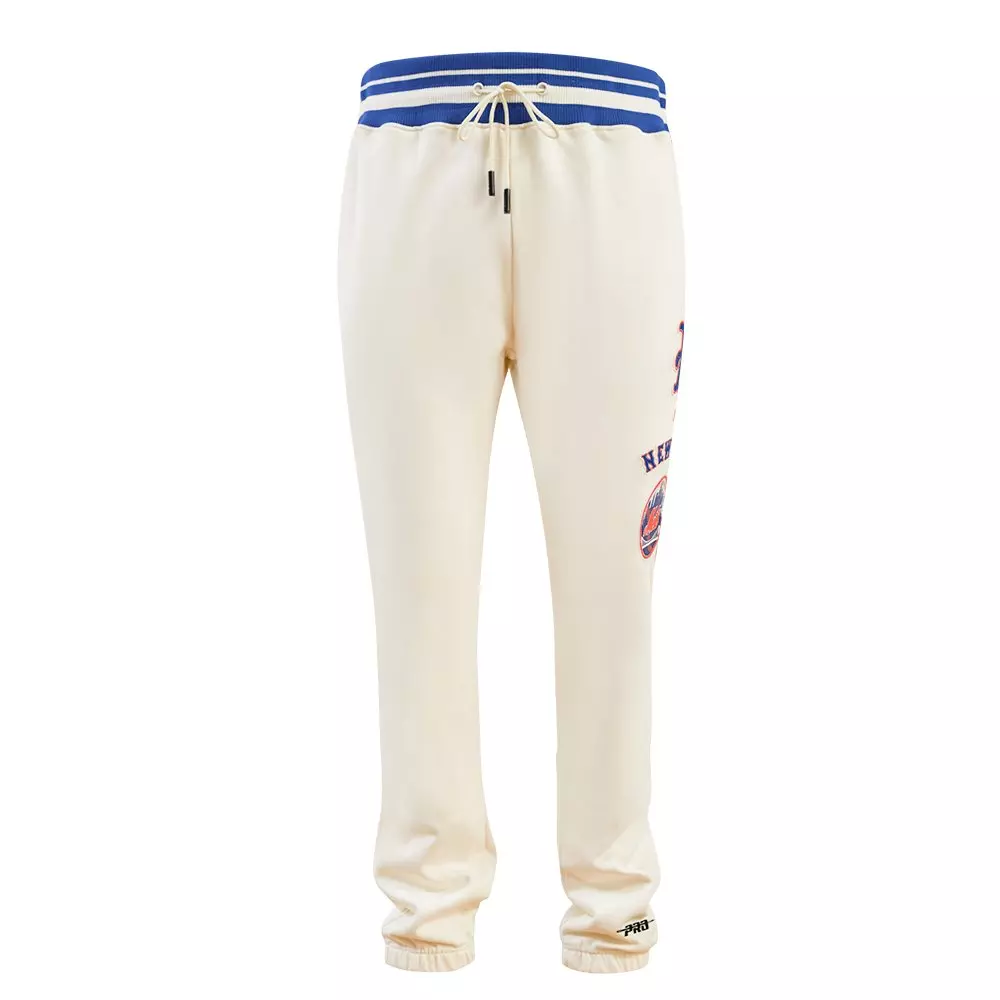 Pro Standard Men's MLB New York Mets Retro Classic Fleece Sweatpants -Eggshell/Blue - EGGSHELL/ROYAL BLUE
