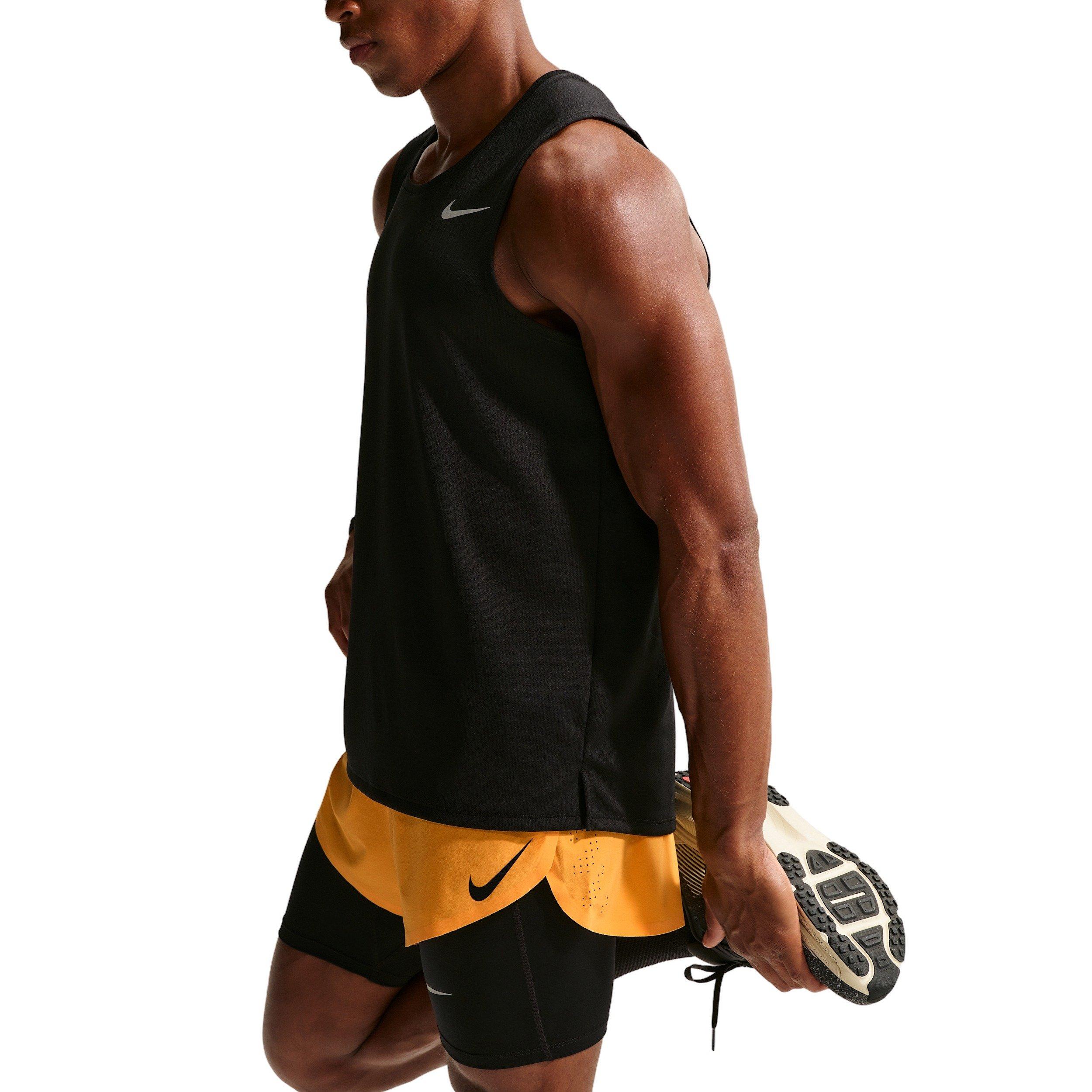 Nike Men's AeroSwift Dri-FIT ADV 2" Brief-Lined Running Shorts - Orange/Black - ORANGE/BLACK Thumbnail View 4