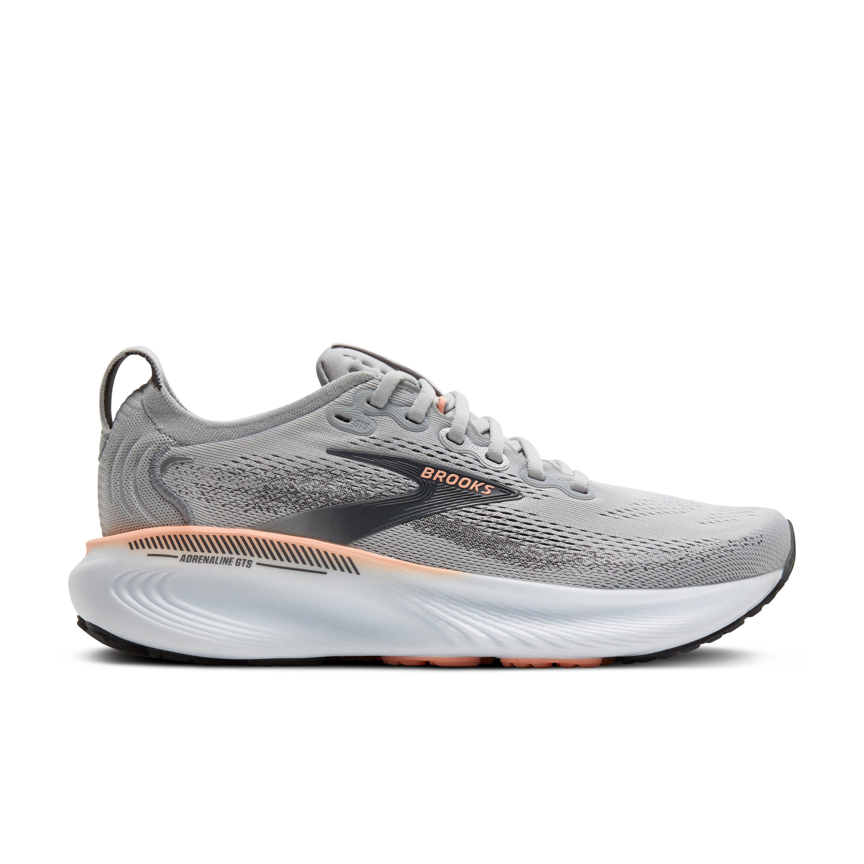 Brooks Adrenaline GTS 25 "Grey/Blackened Pearl/Coral" Women's Narrow Running Shoe - GREY/PEARL/CORAL