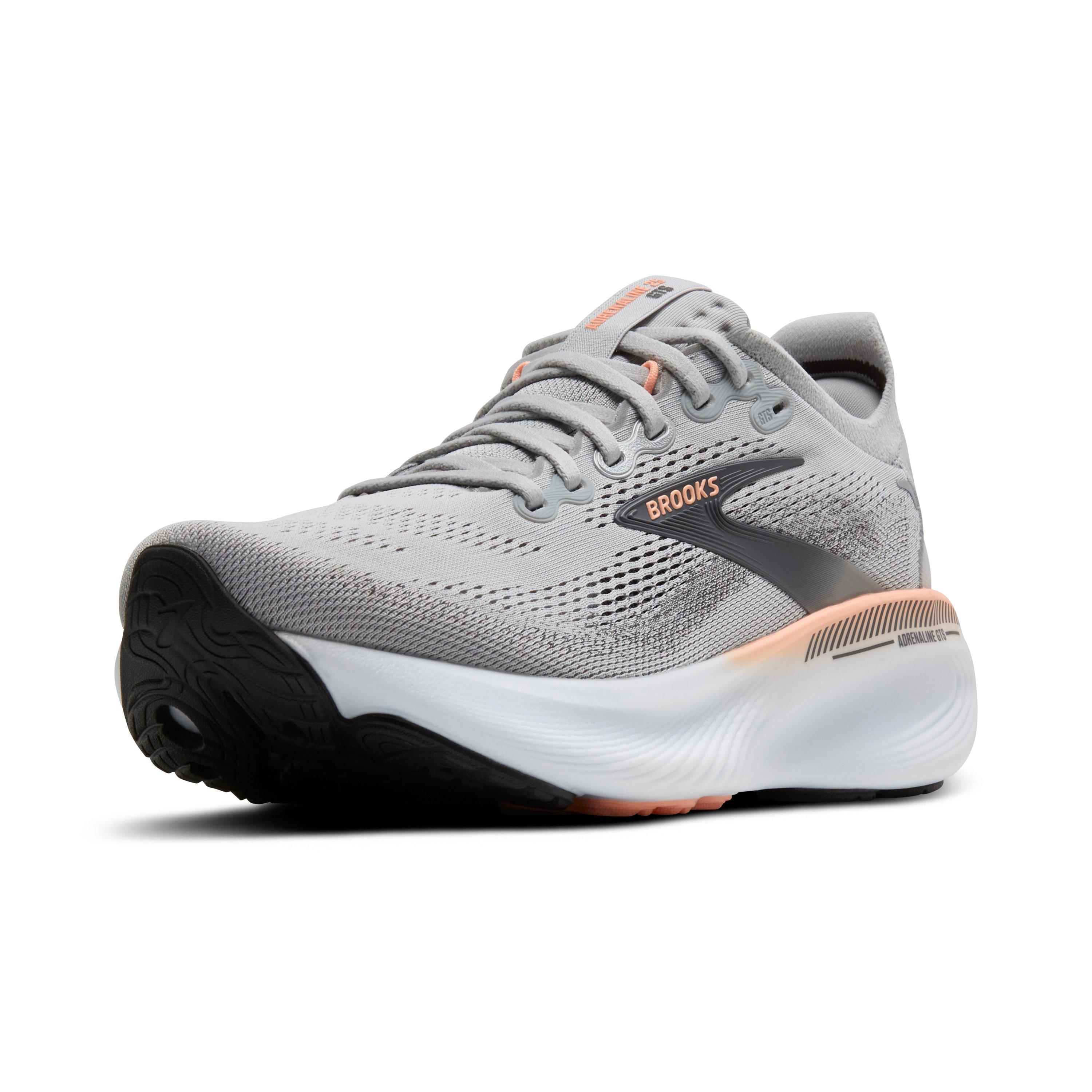 Brooks Adrenaline GTS 25 "Grey/Blackened Pearl/Coral" Women's Narrow Running Shoe - GREY/PEARL/CORAL