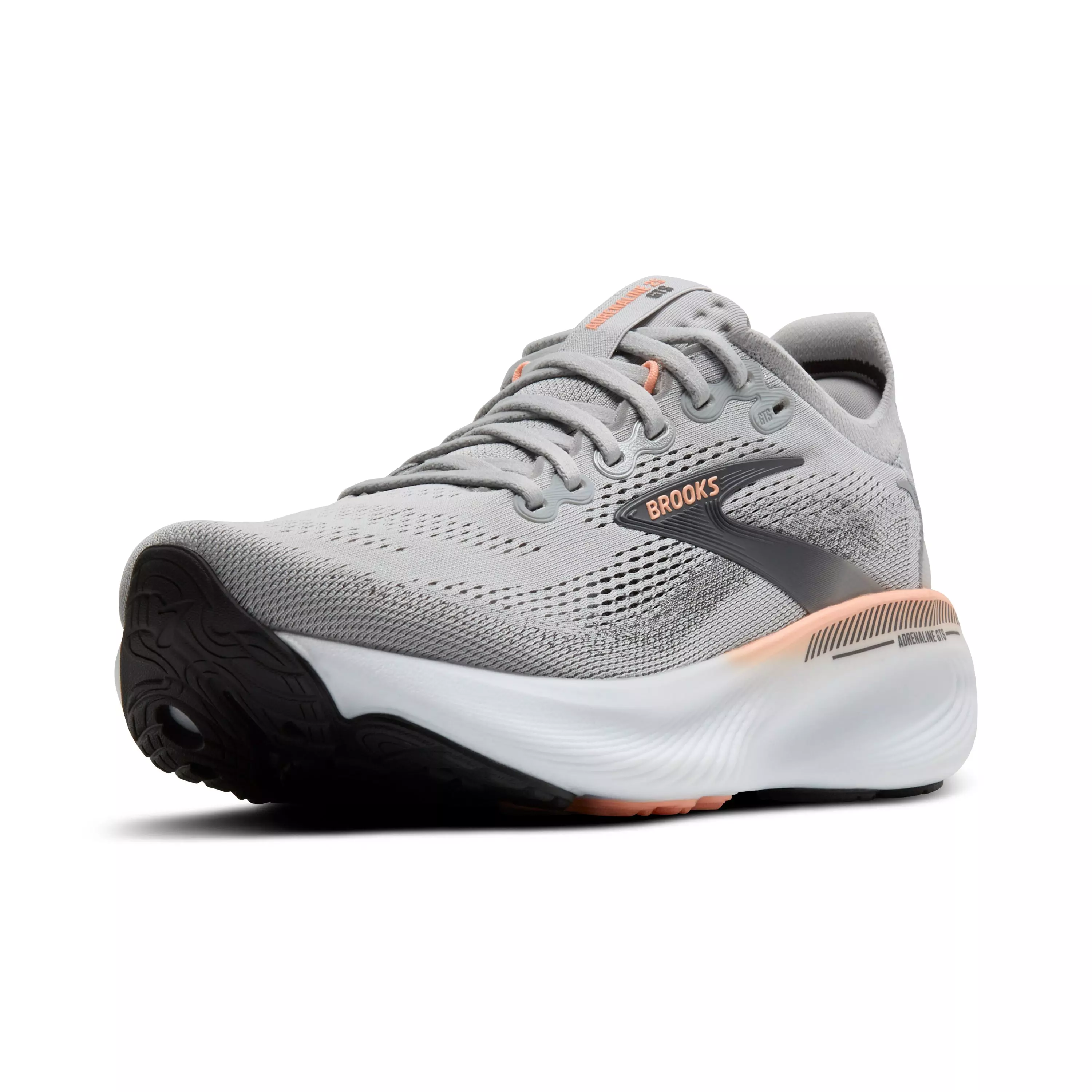 Brooks Adrenaline GTS 25 "Grey/Blackened Pearl/Coral" Women's Narrow Running Shoe - GREY/PEARL/CORAL