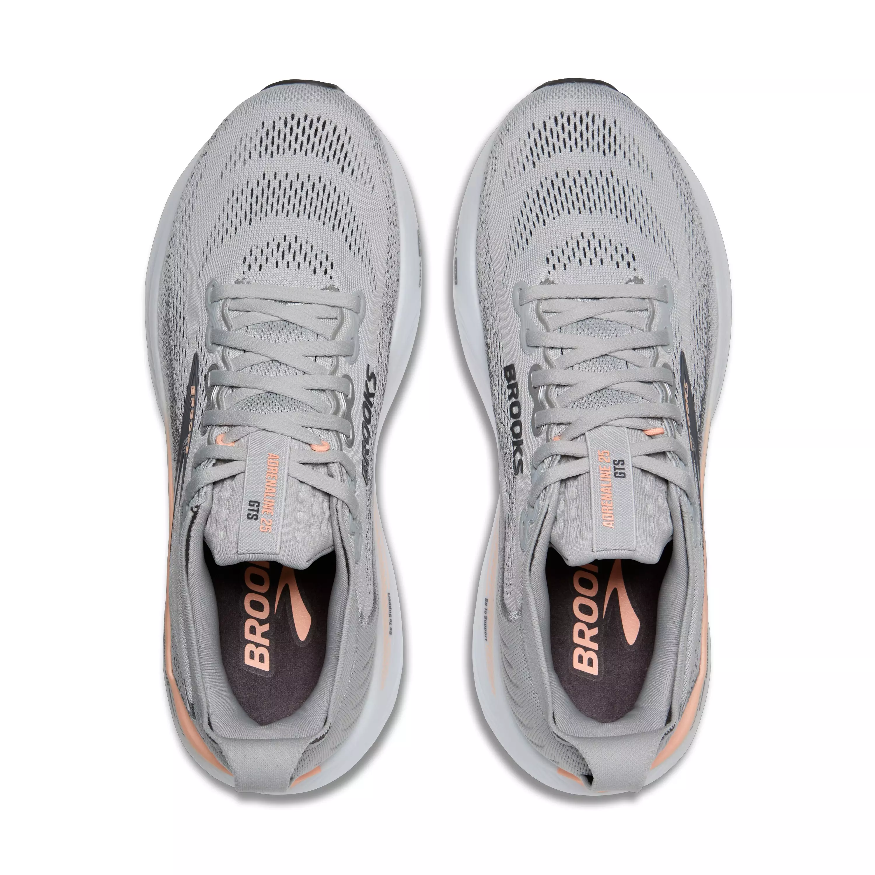 Brooks Adrenaline GTS 25 "Grey/Blackened Pearl/Coral" Women's Narrow Running Shoe - GREY/PEARL/CORAL